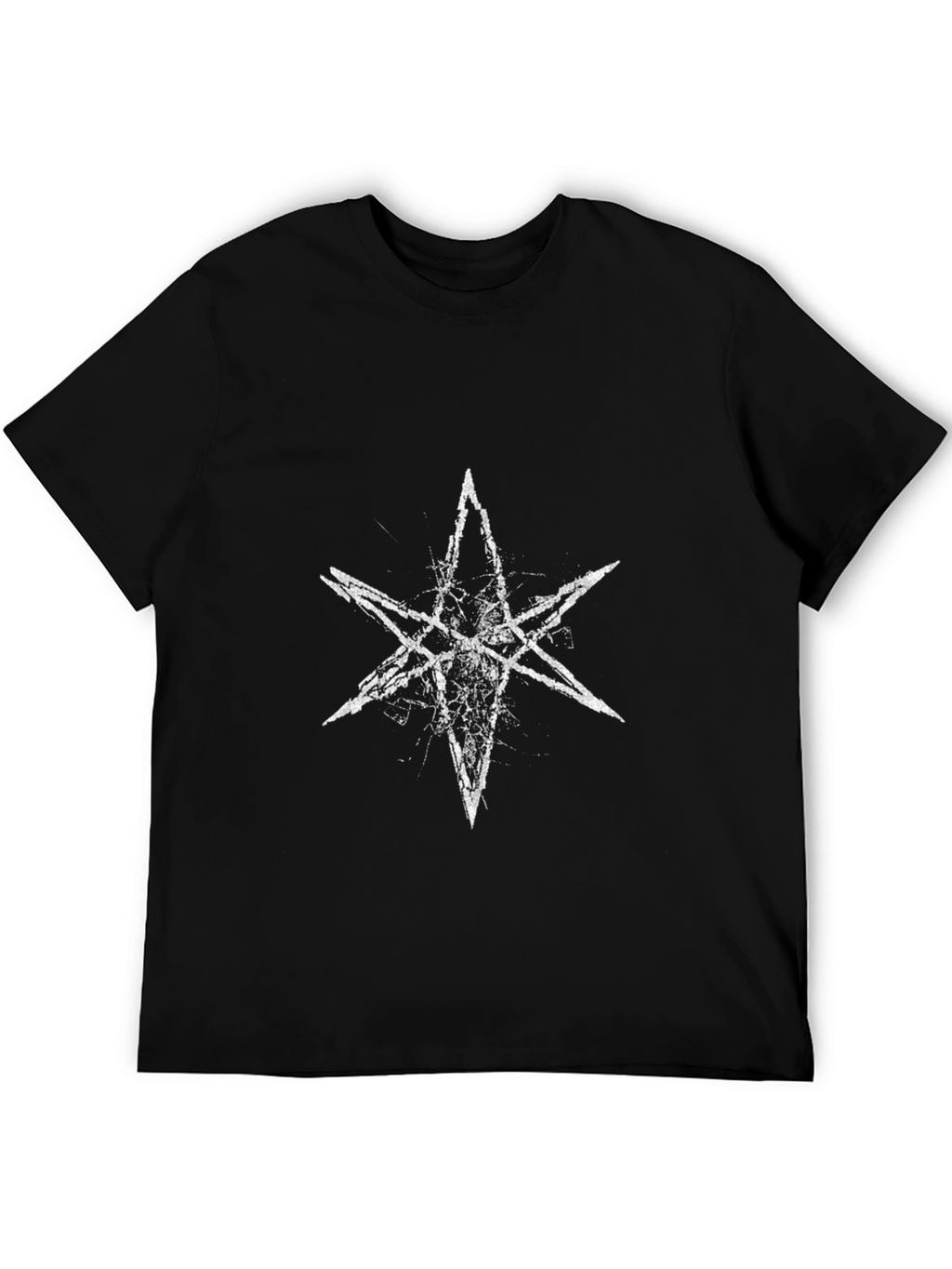 Distressed Star Graphic Tee - Black Cotton T-Shirt