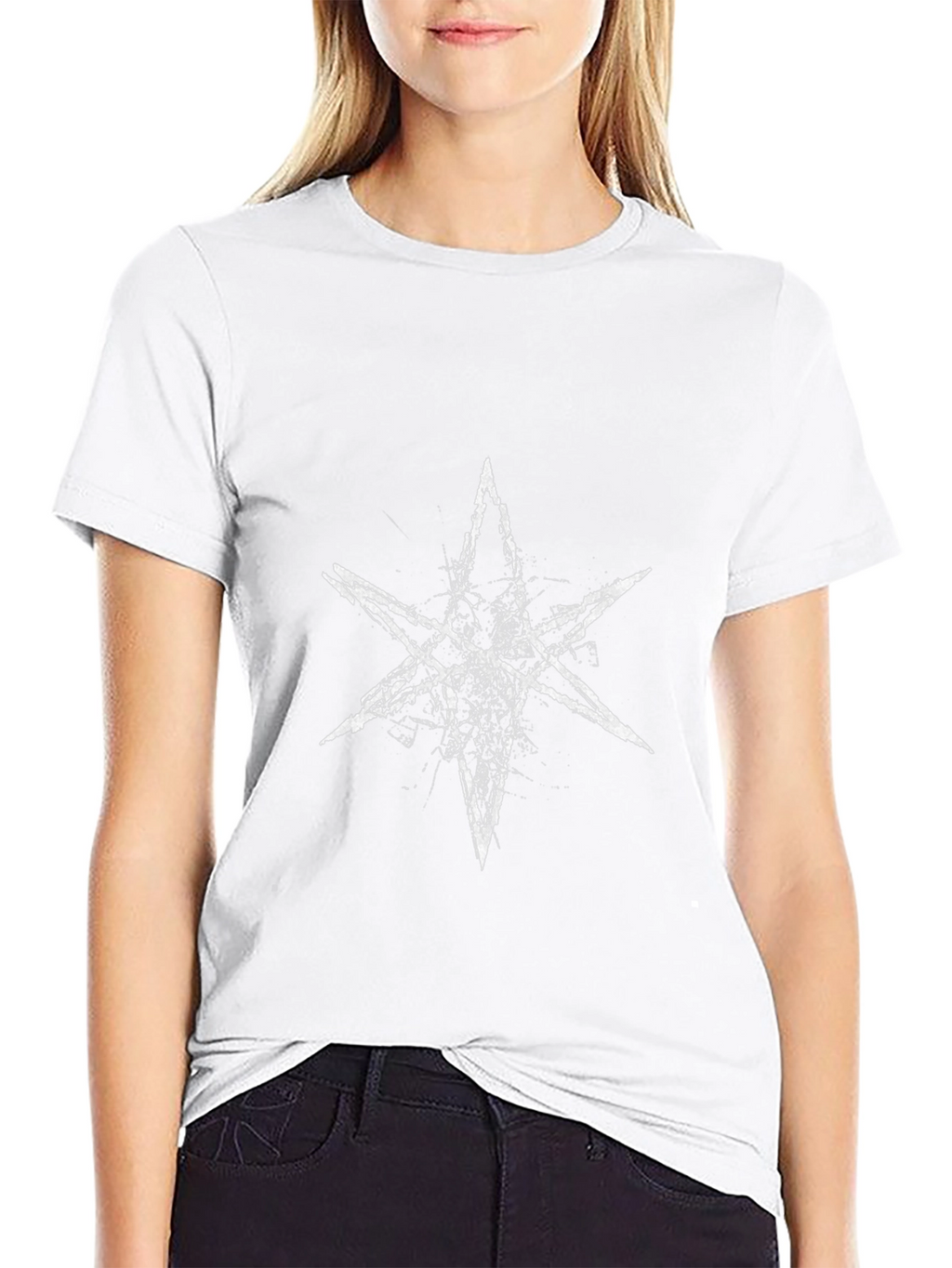 Distressed Star Graphic Tee - Black Cotton T-Shirt