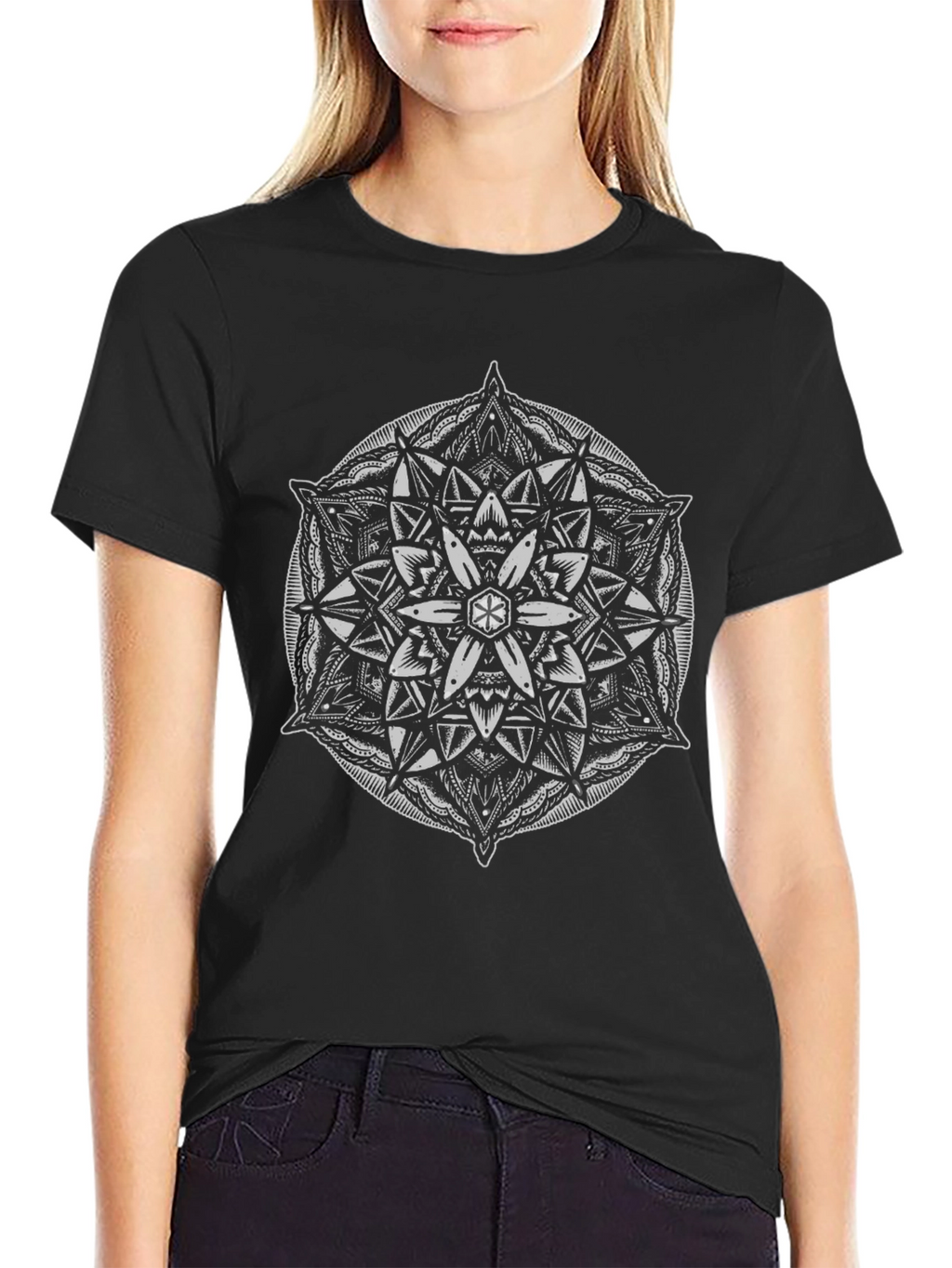 Mandala Graphic Black T-Shirt - Artistic Geometric Design