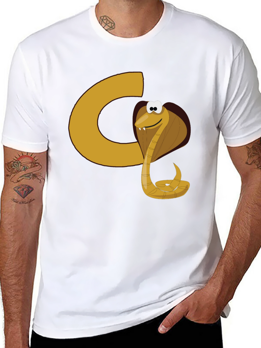 Cartoon Cobra Graphic Tee - Black