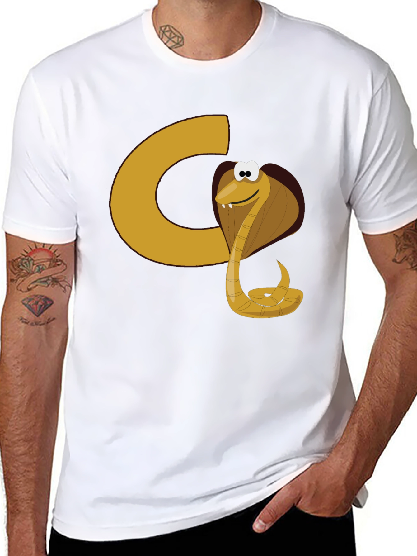 Cartoon Cobra Graphic Tee - Black