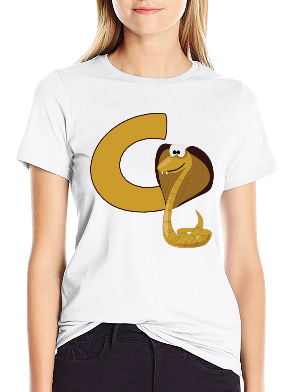 Cartoon Cobra Graphic Tee - Black