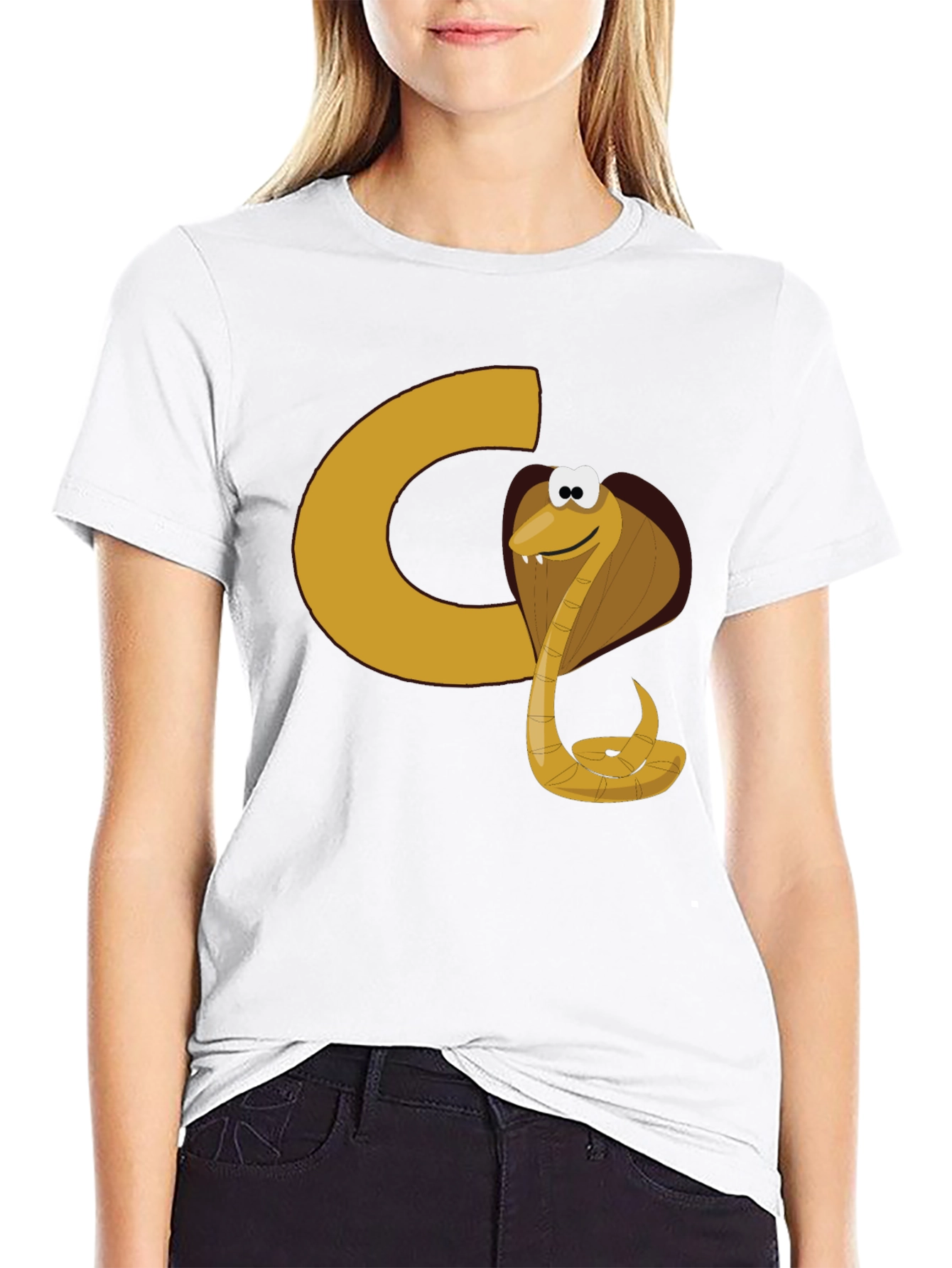 Cartoon Cobra Graphic Tee - Black