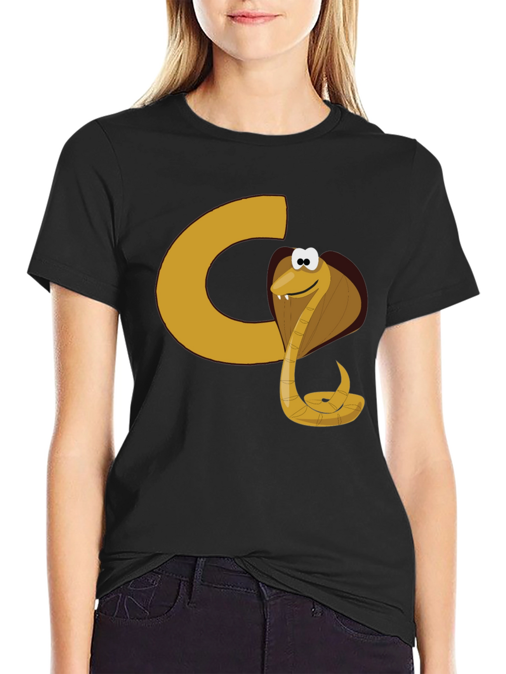 Cartoon Cobra Graphic Tee - Black