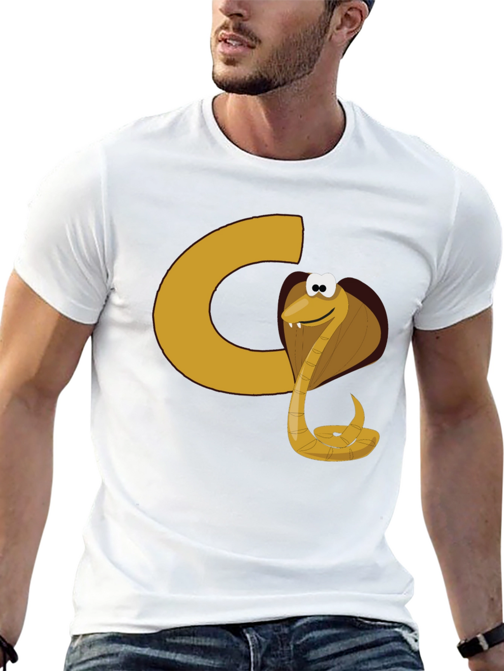 Cartoon Cobra Graphic Tee - Black