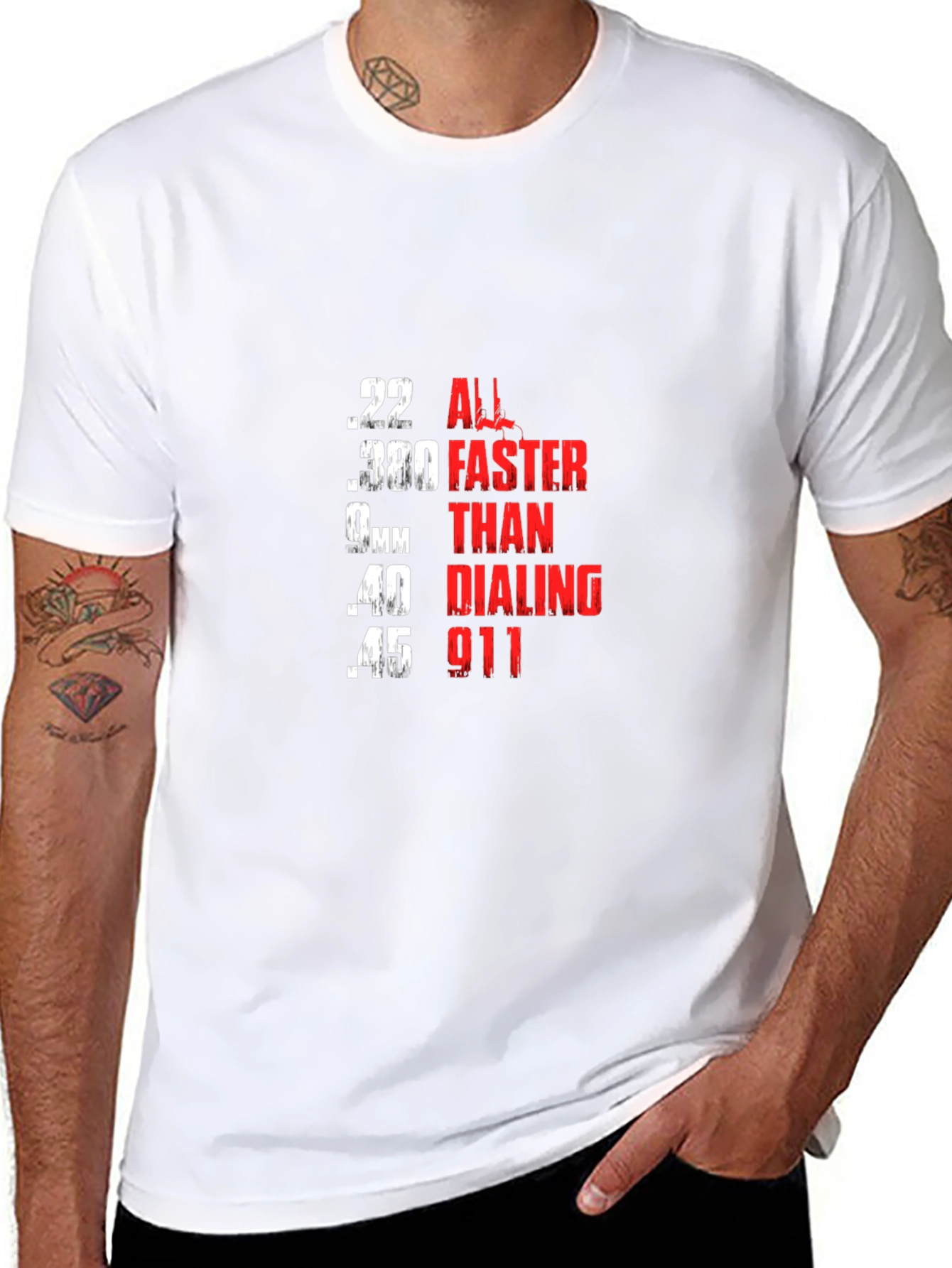 All Faster Than Dialing 911 Funny Gun Rights T-Shirt