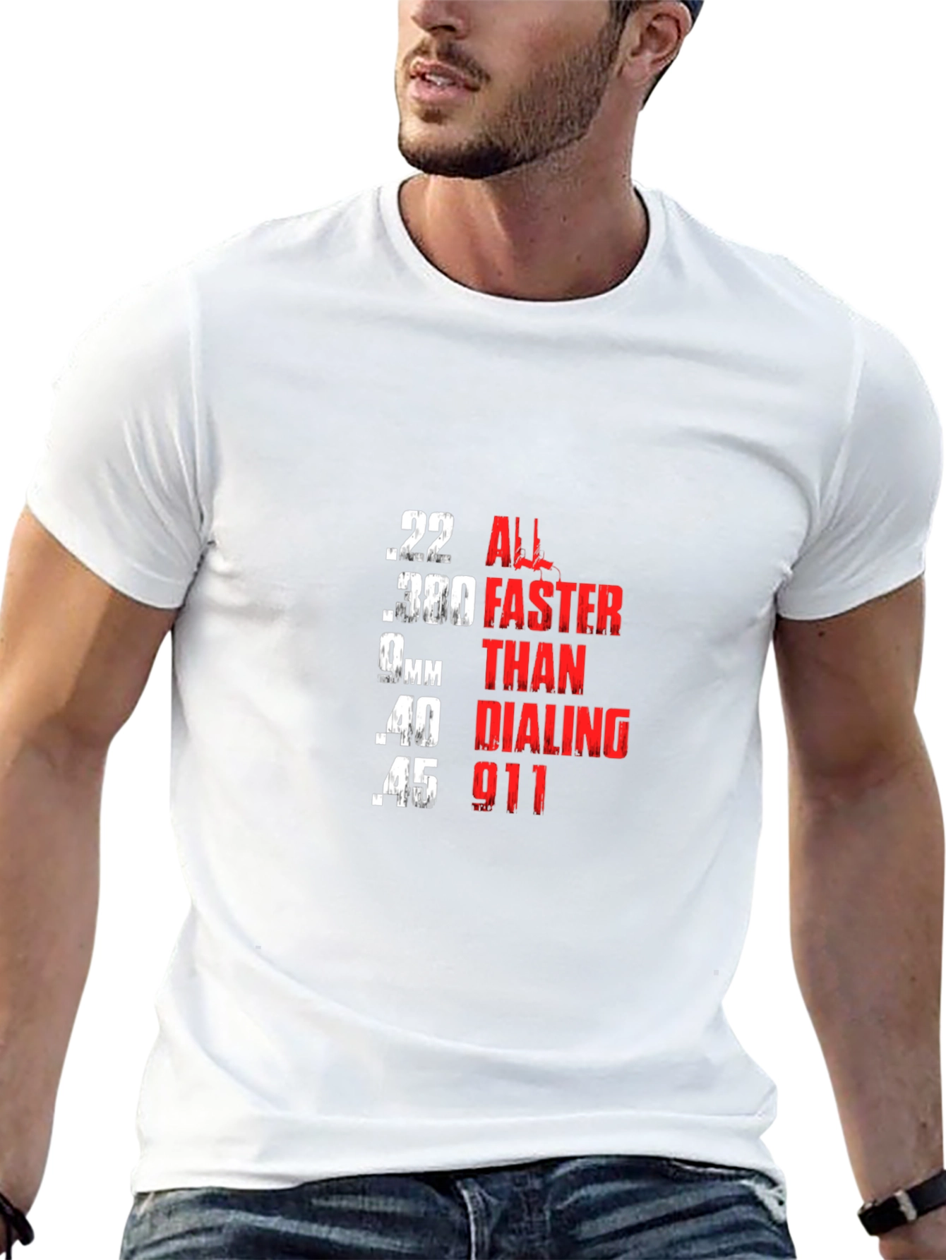 All Faster Than Dialing 911 Funny Gun Rights T-Shirt