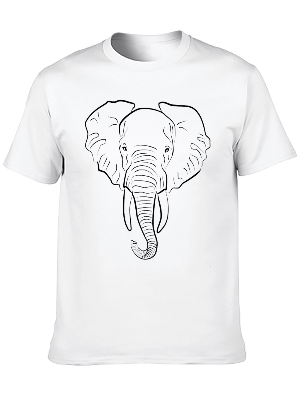 Elephant Outline Graphic T-Shirt - Black