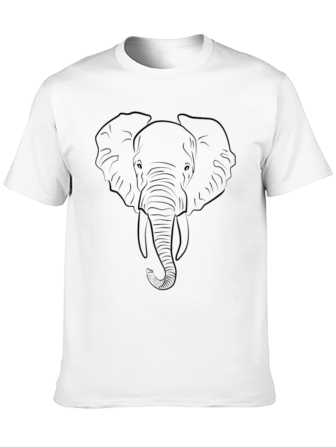 Elephant Outline Graphic T-Shirt - Black