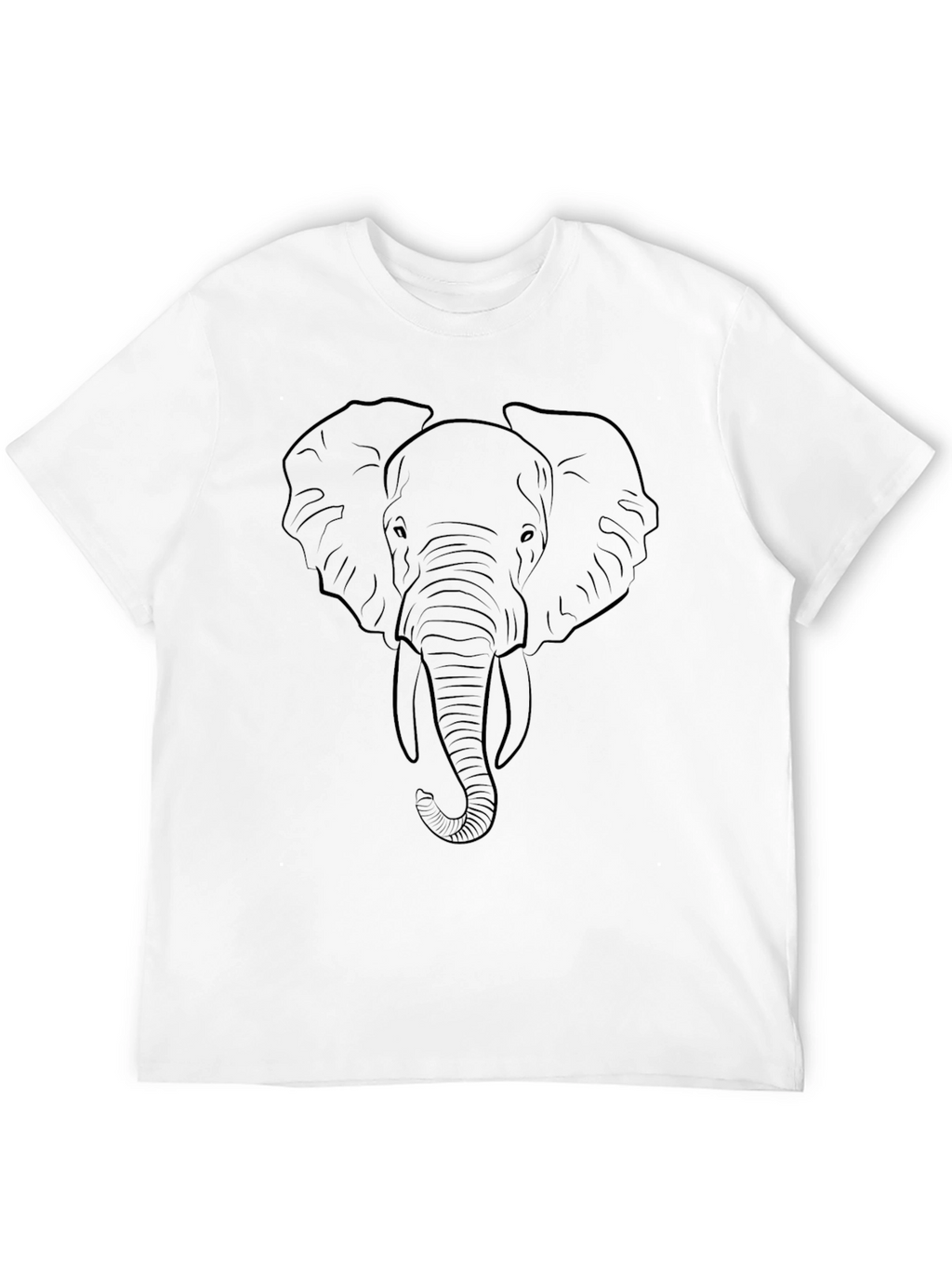 Elephant Outline Graphic T-Shirt - Black