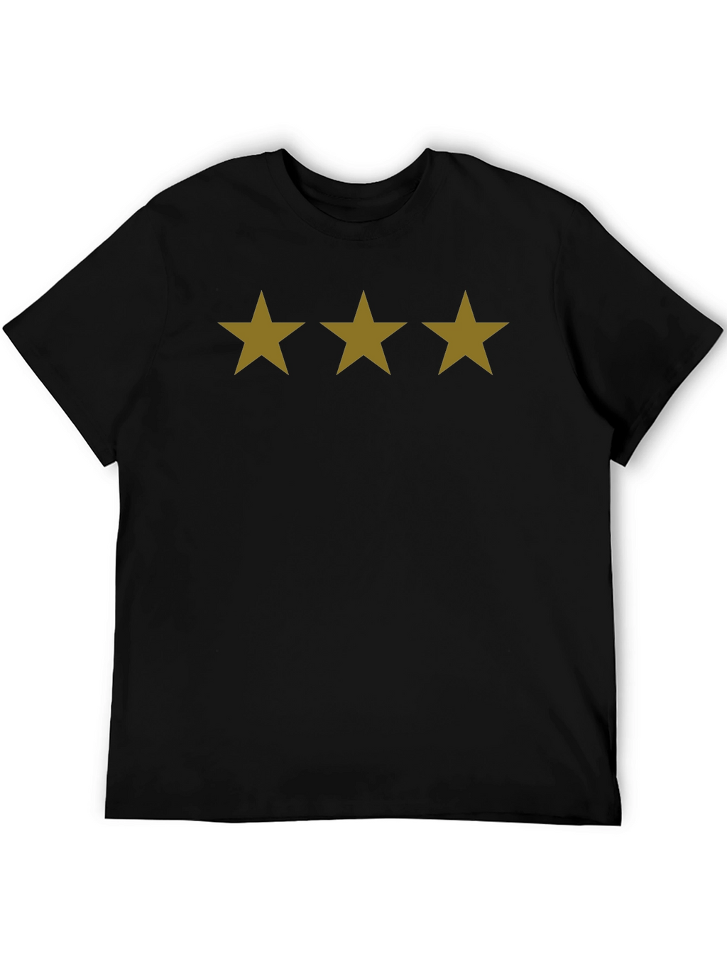 Three Star Black T-Shirt - Casual Cotton Tee