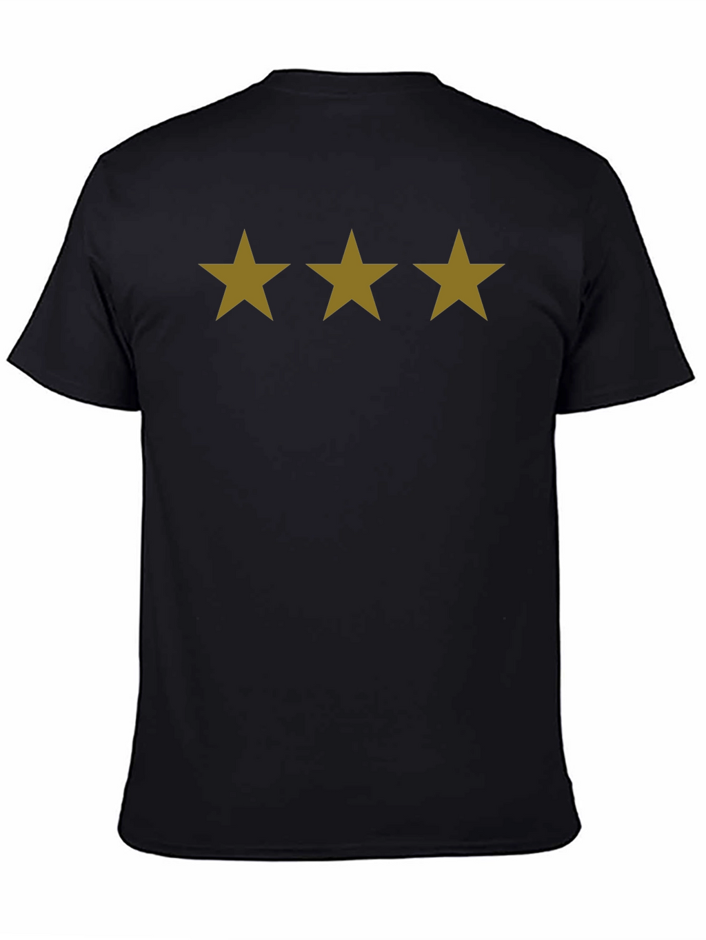 Three Star Black T-Shirt - Casual Cotton Tee