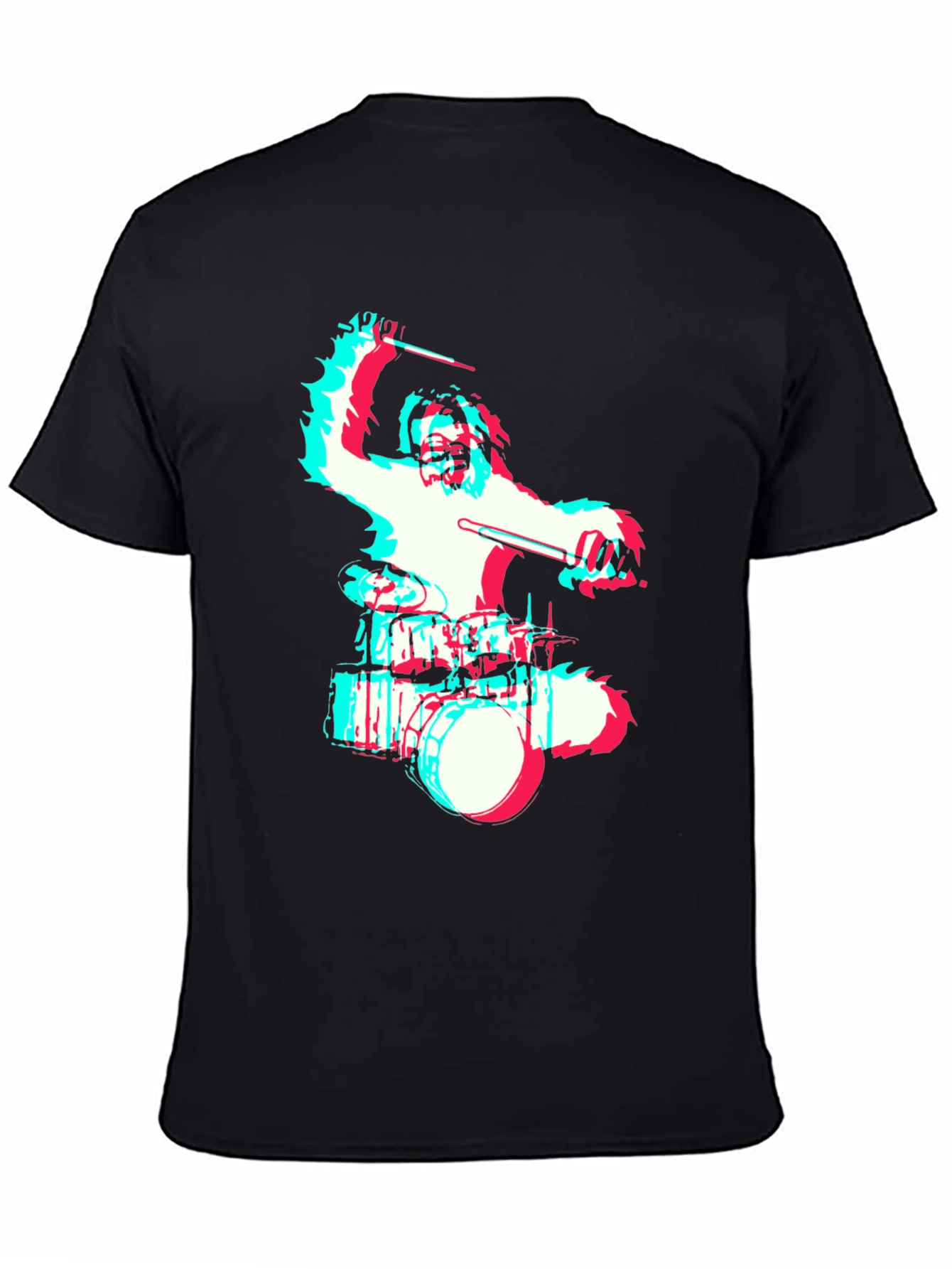 Drummer Bigfoot Graphic Tee - Black Crew Neck T-Shirt