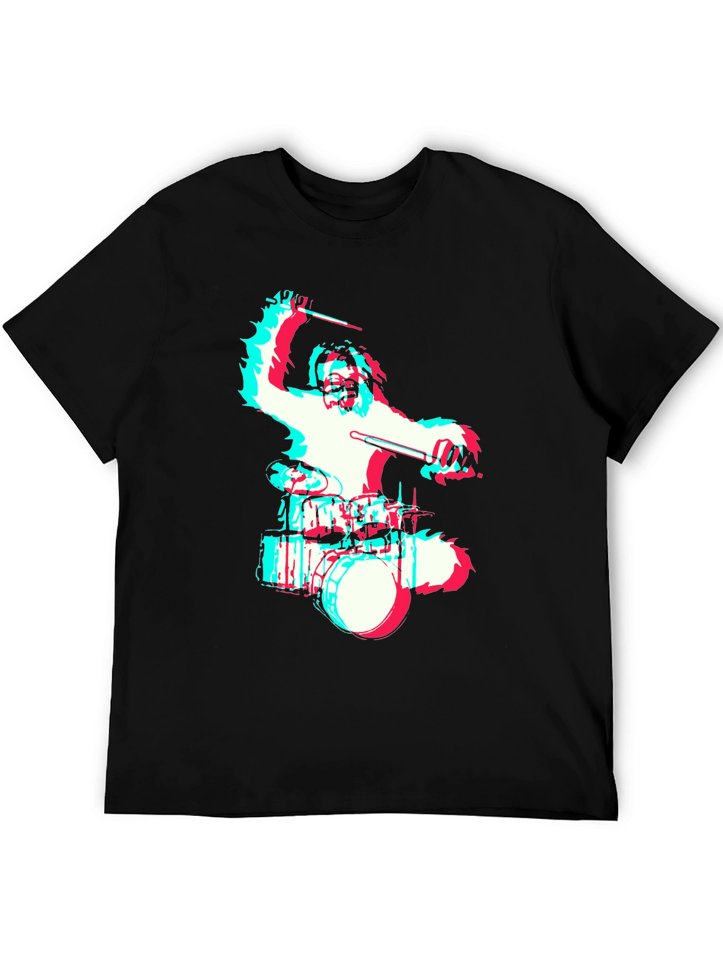 Drummer Bigfoot Graphic Tee - Black Crew Neck T-Shirt