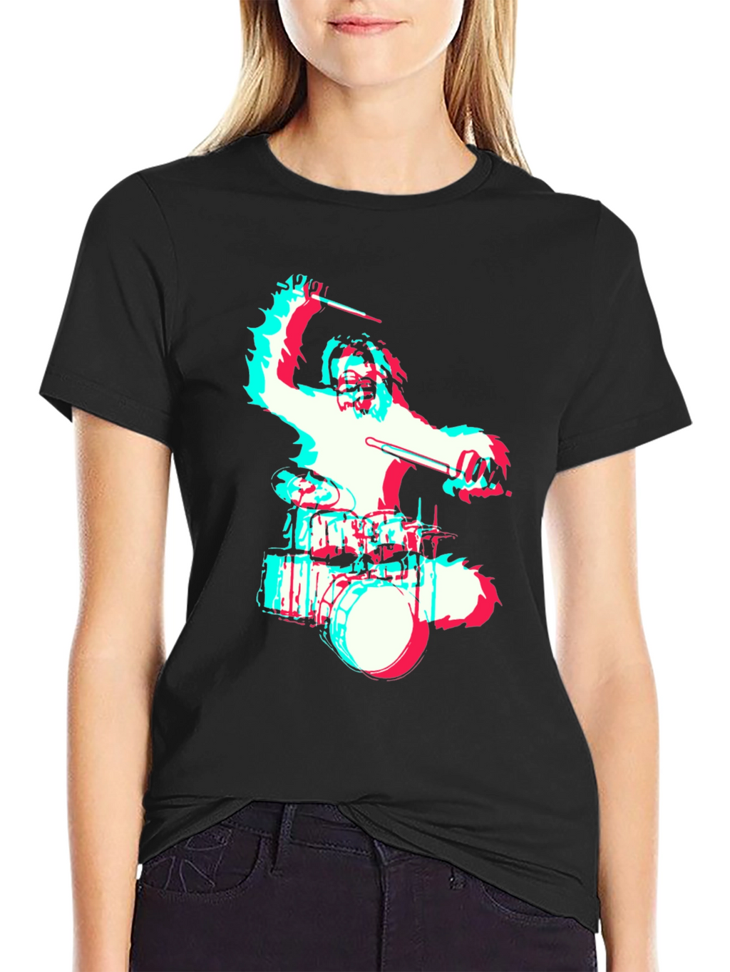 Drummer Bigfoot Graphic Tee - Black Crew Neck T-Shirt