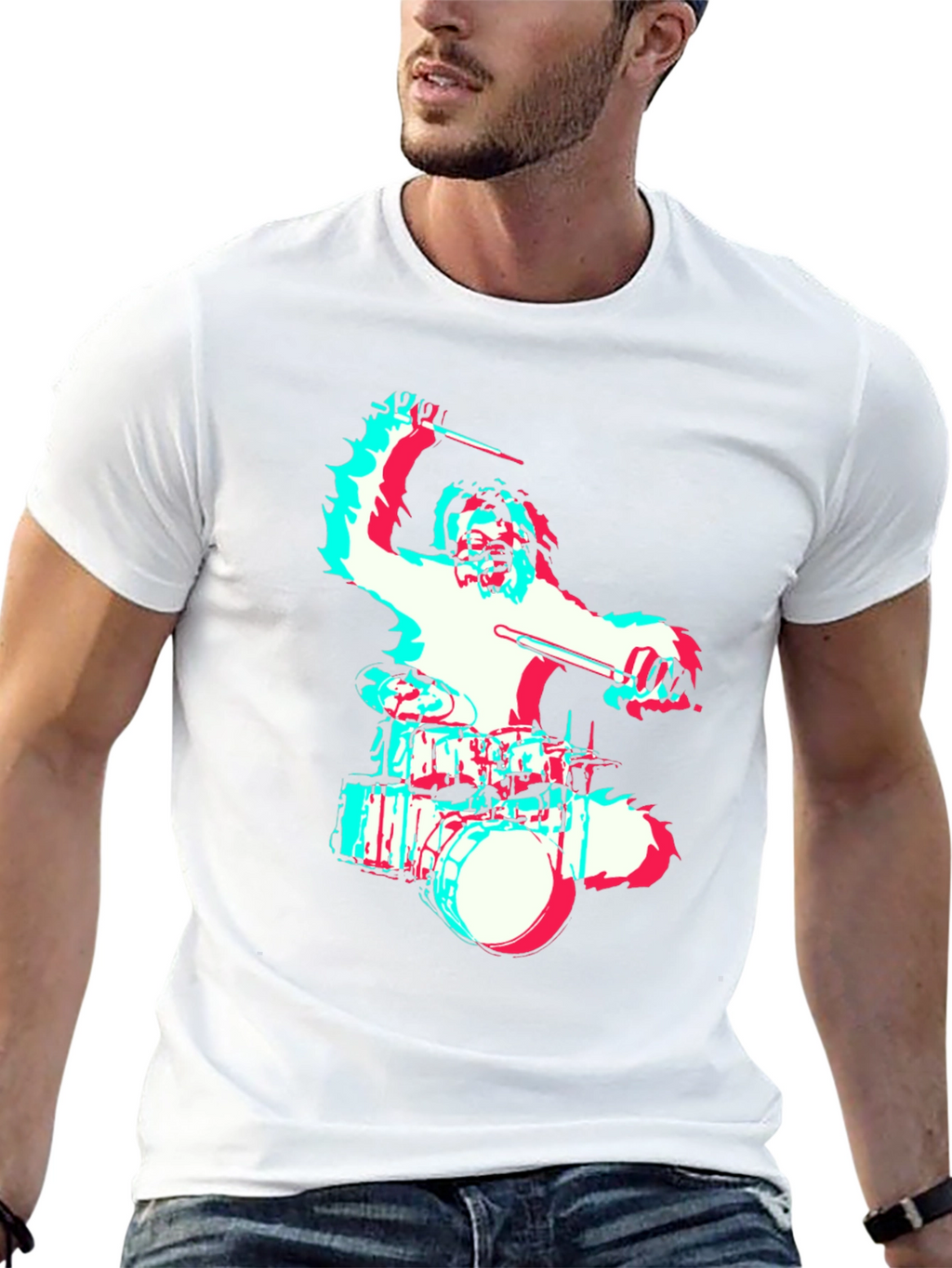 Drummer Bigfoot Graphic Tee - Black Crew Neck T-Shirt