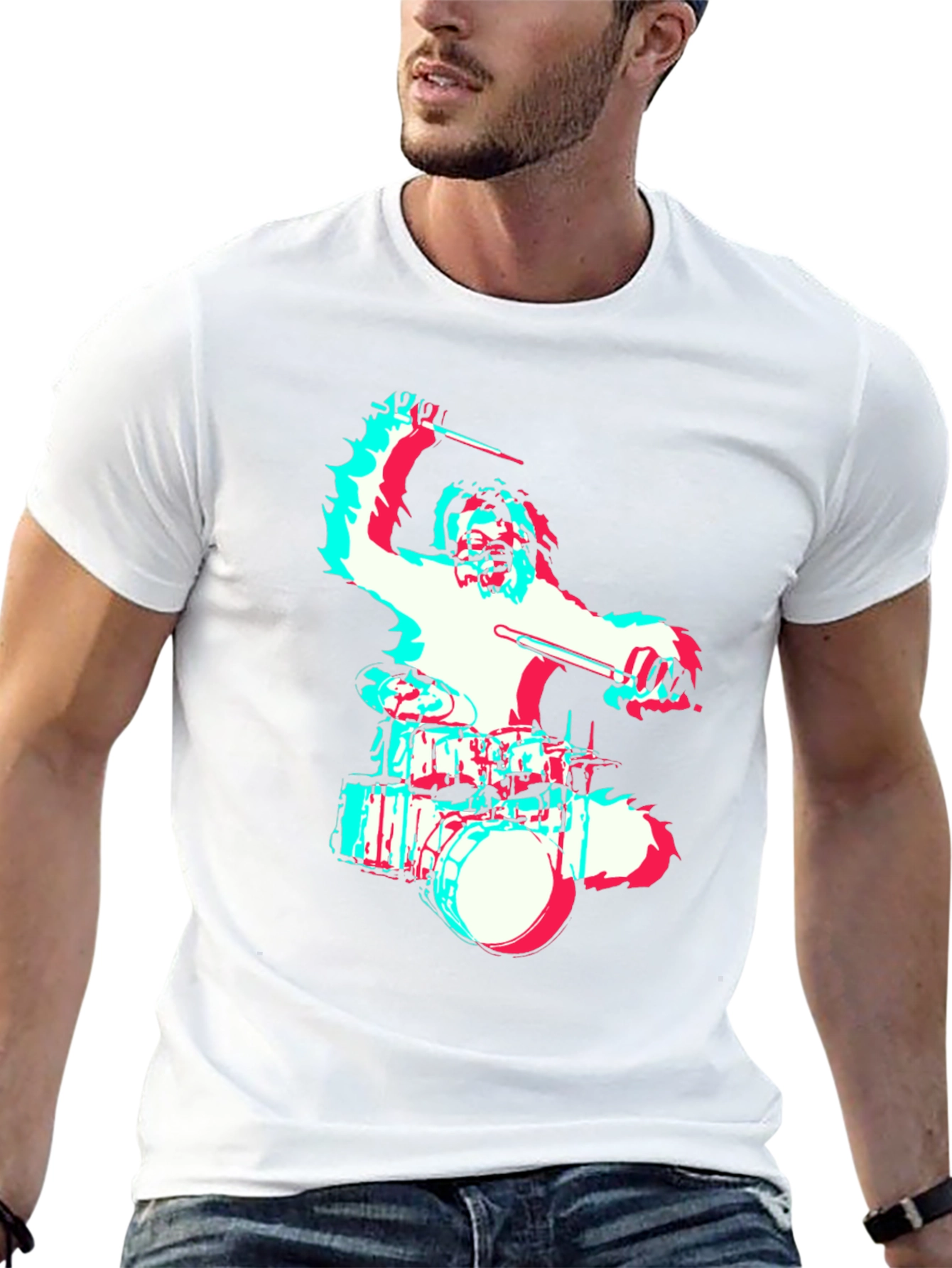 Drummer Bigfoot Graphic Tee - Black Crew Neck T-Shirt