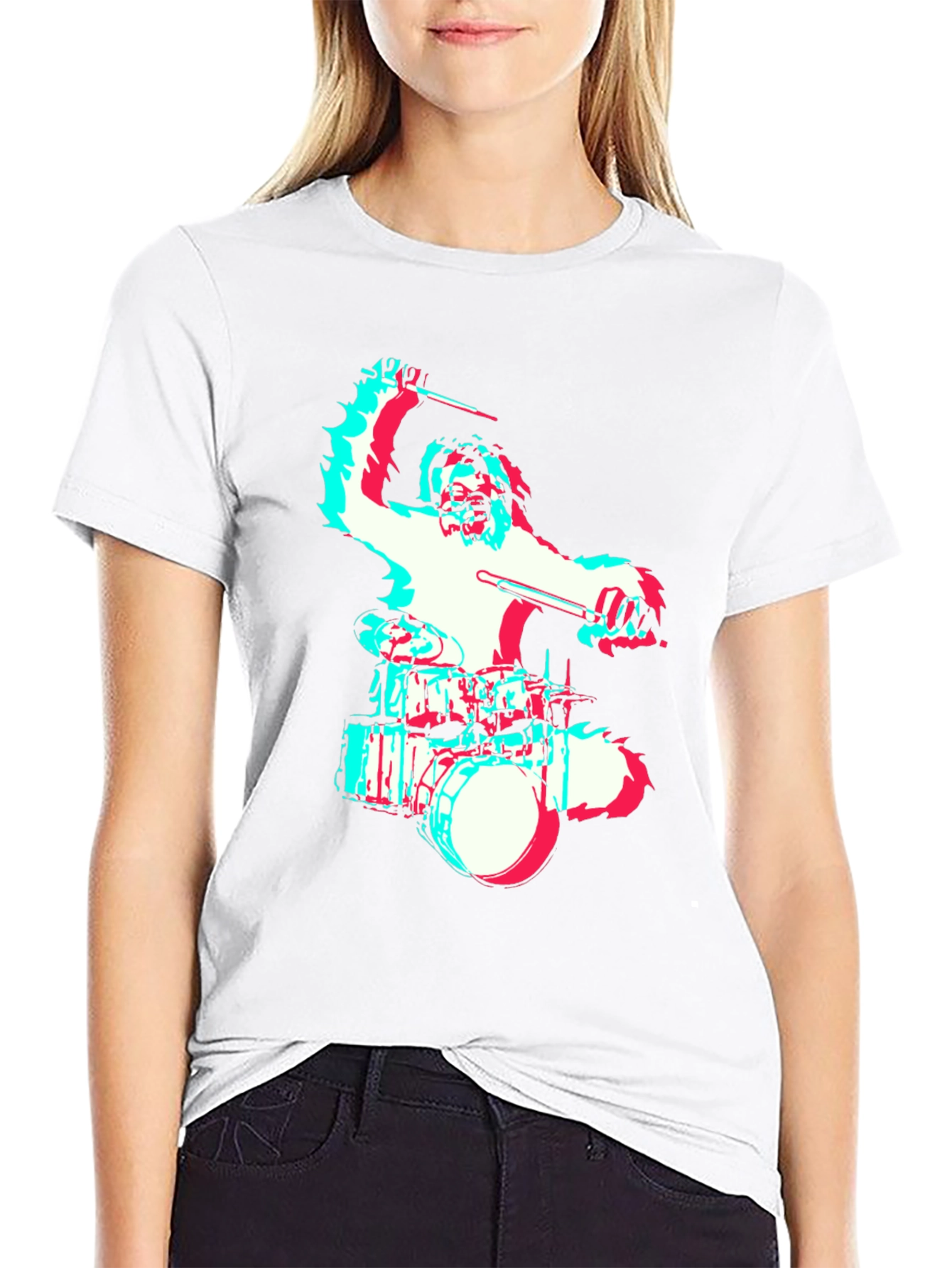Drummer Bigfoot Graphic Tee - Black Crew Neck T-Shirt