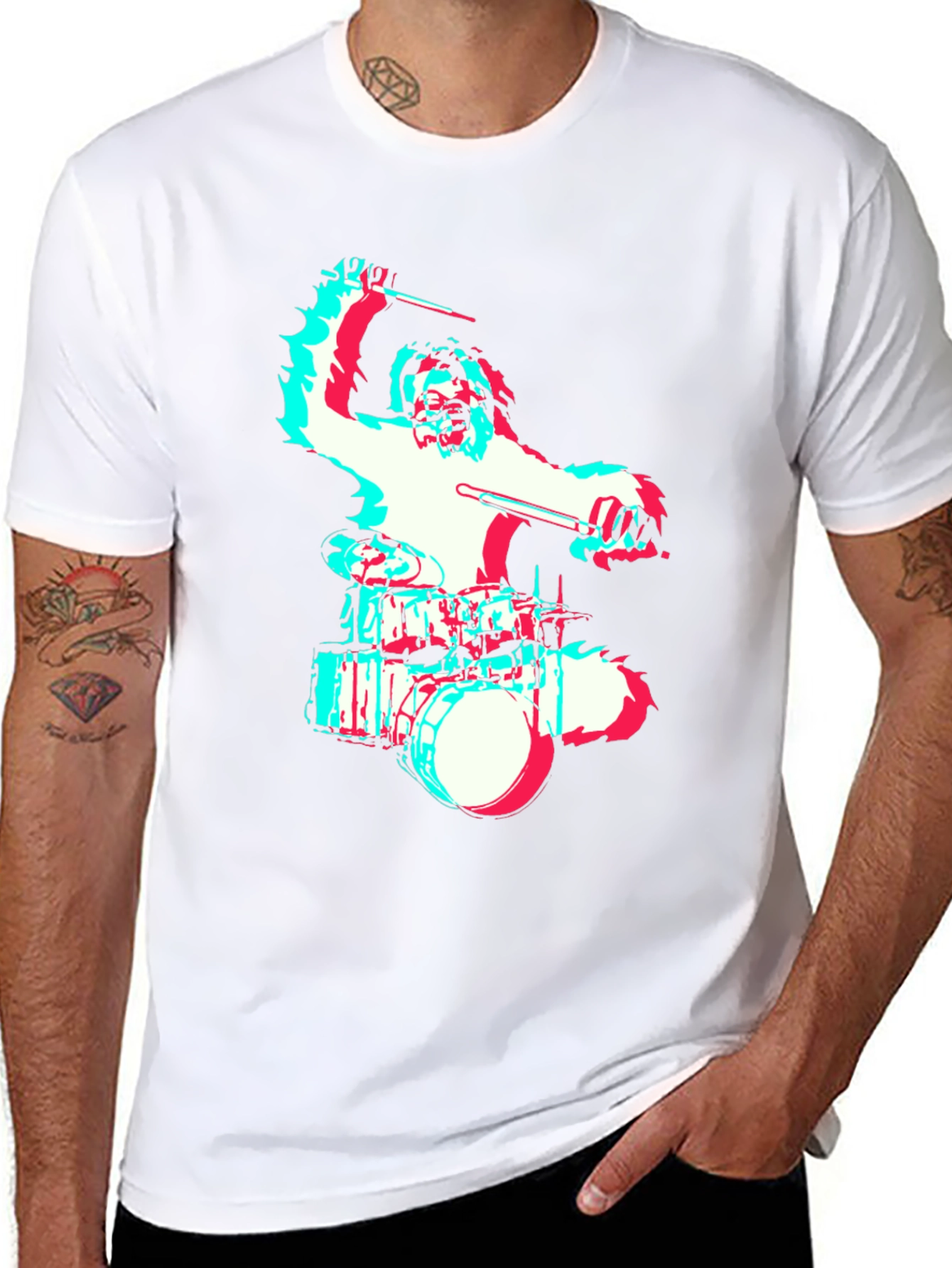 Drummer Bigfoot Graphic Tee - Black Crew Neck T-Shirt