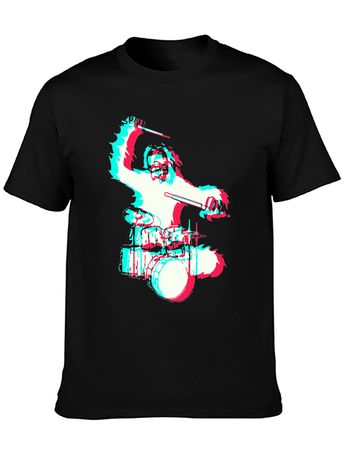 Drummer Bigfoot Graphic Tee - Black Crew Neck T-Shirt