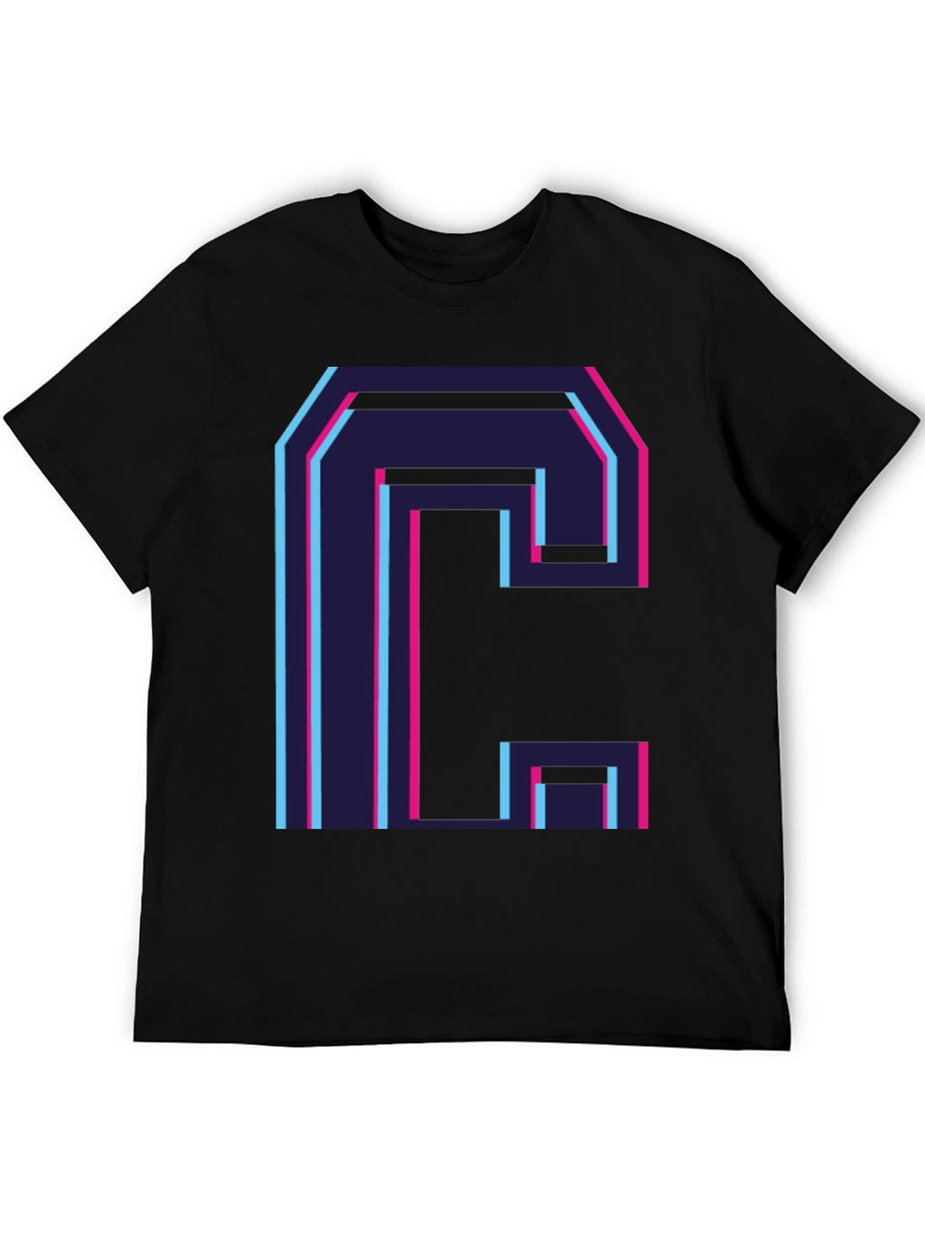 Retro C Letter Graphic Black Tee