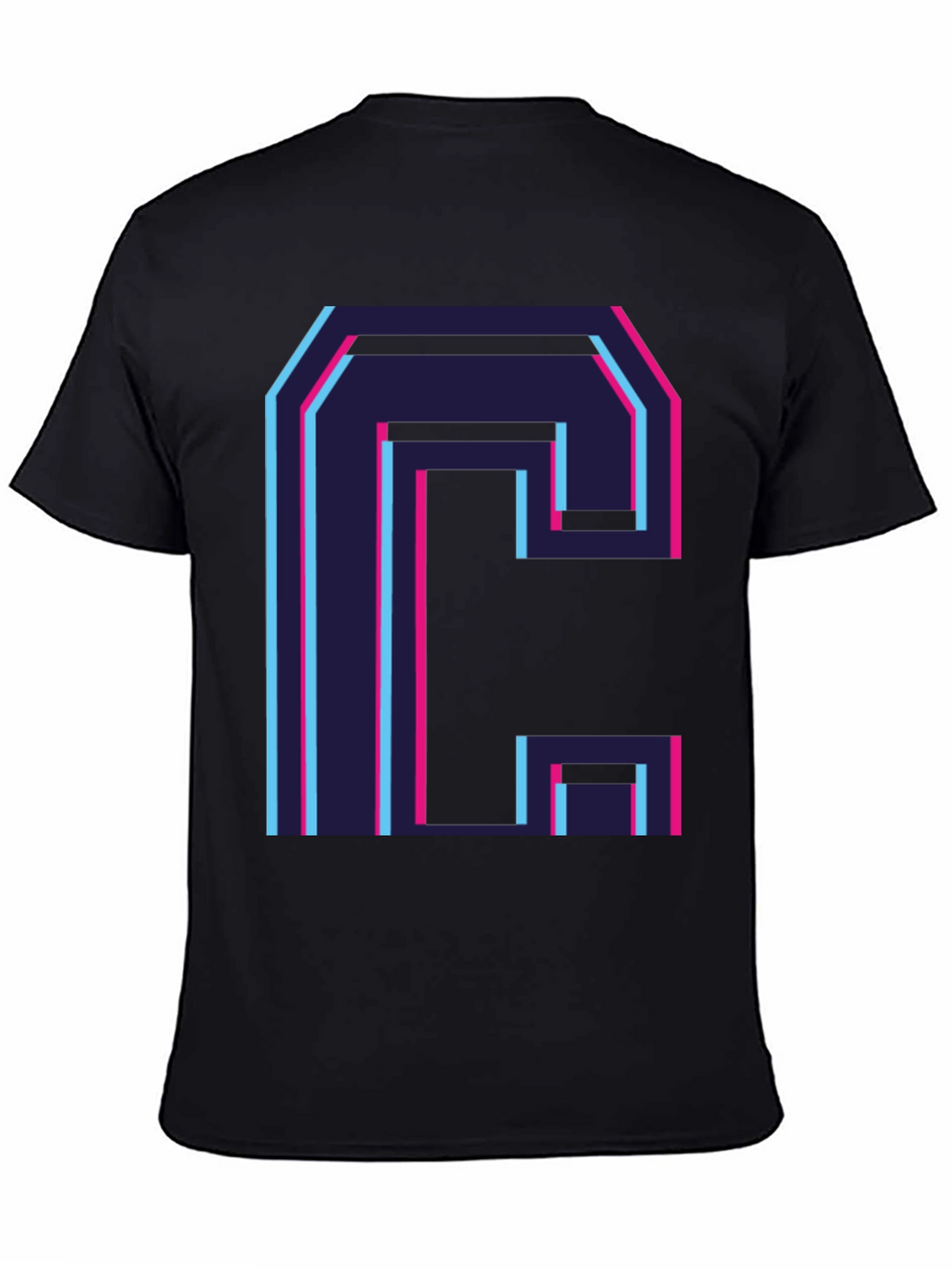 Retro C Letter Graphic Black Tee