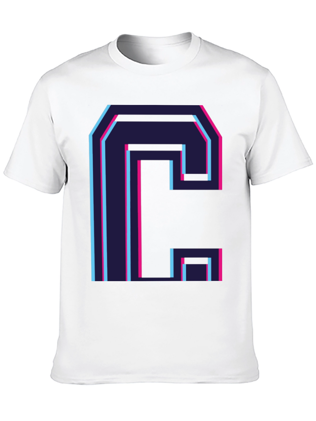Retro C Letter Graphic Black Tee
