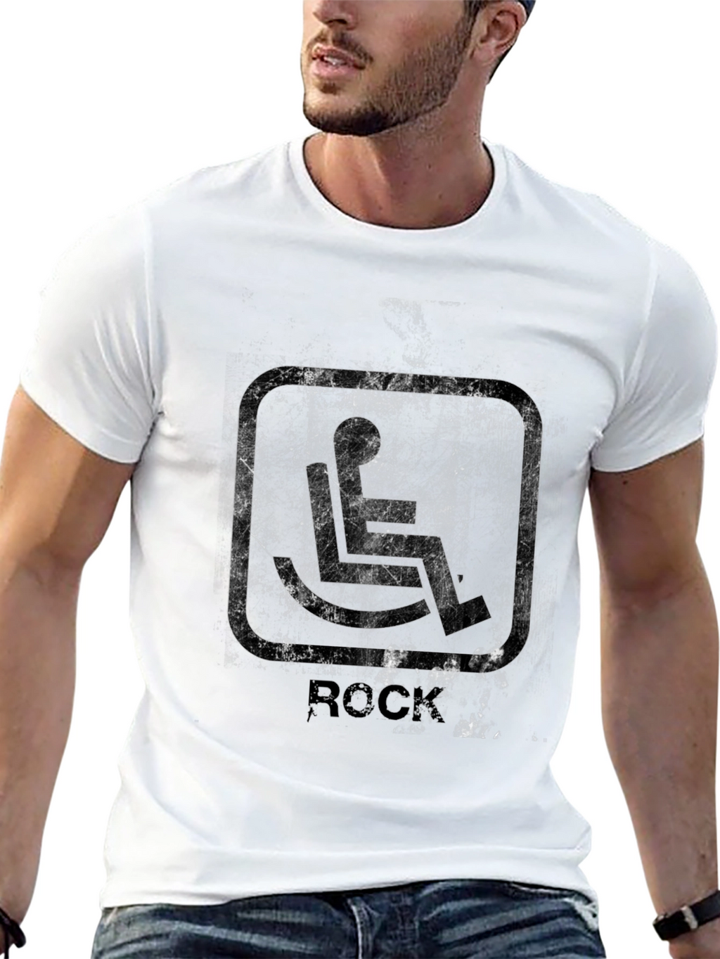 Rock n Roll Wheelchair T-Shirt - Distressed Graphic