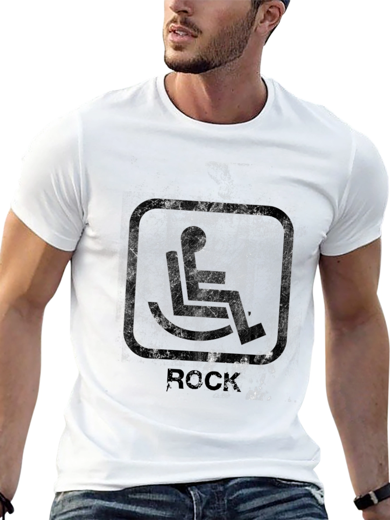 Rock n Roll Wheelchair T-Shirt - Distressed Graphic