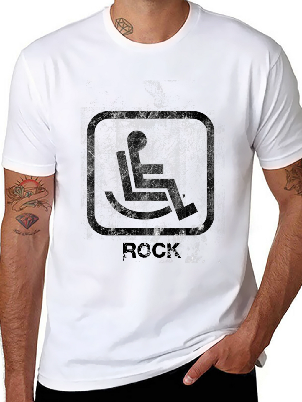 Rock n Roll Wheelchair T-Shirt - Distressed Graphic