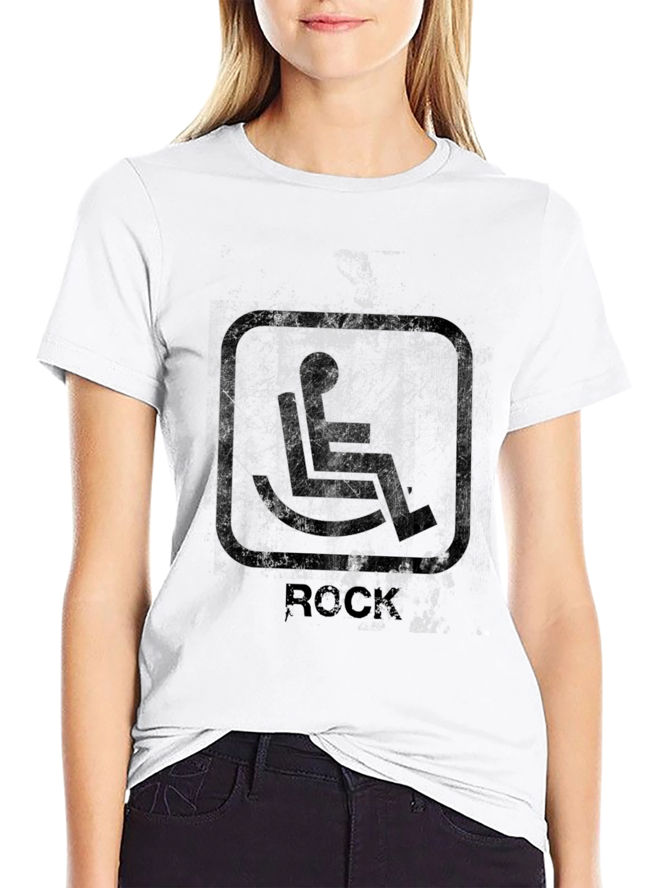 Rock n Roll Wheelchair T-Shirt - Distressed Graphic