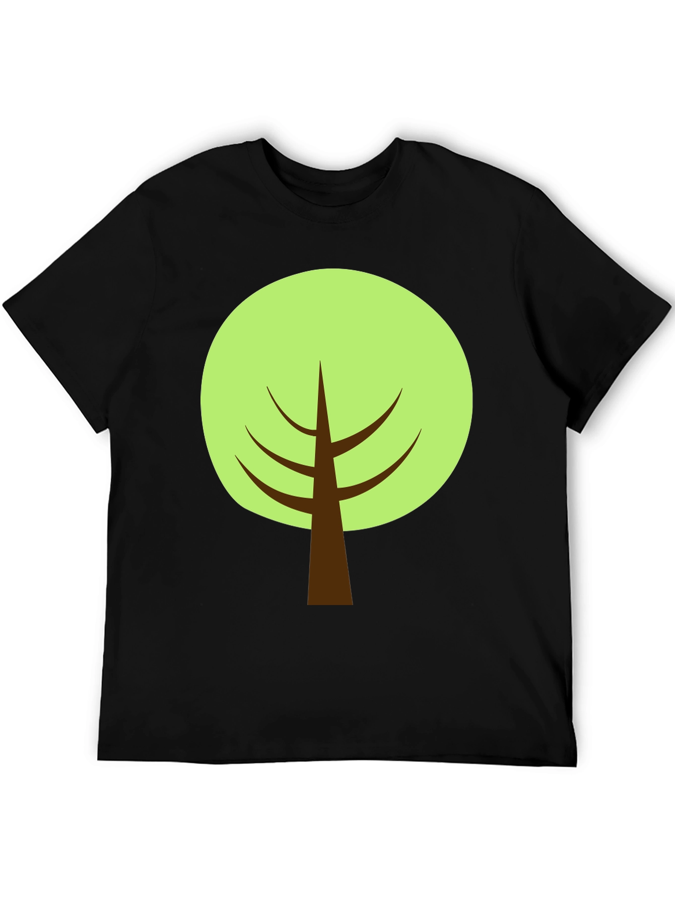Cartoon Tree Graphic Tee - Black Cotton Blend Shirt