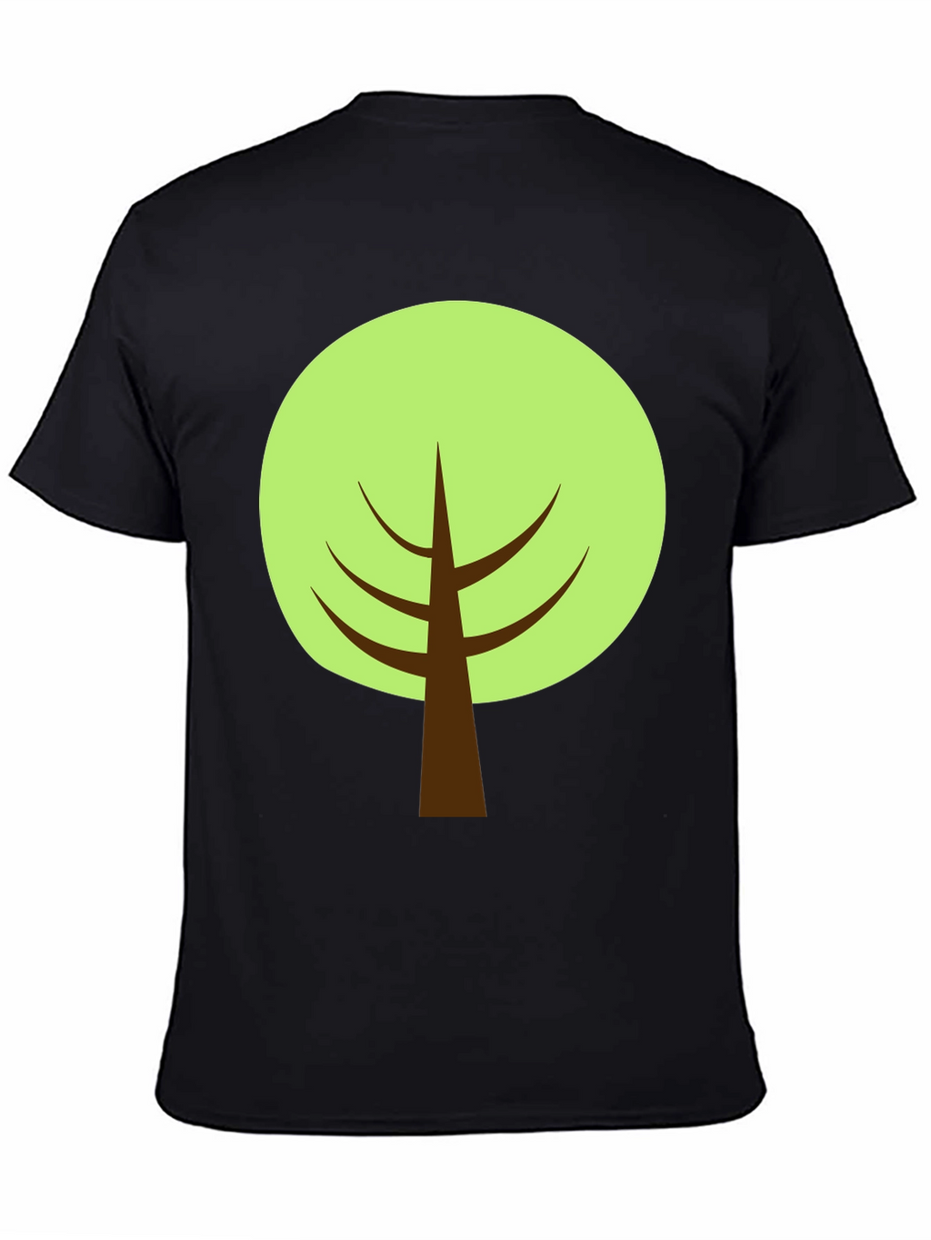 Cartoon Tree Graphic Tee - Black Cotton Blend Shirt