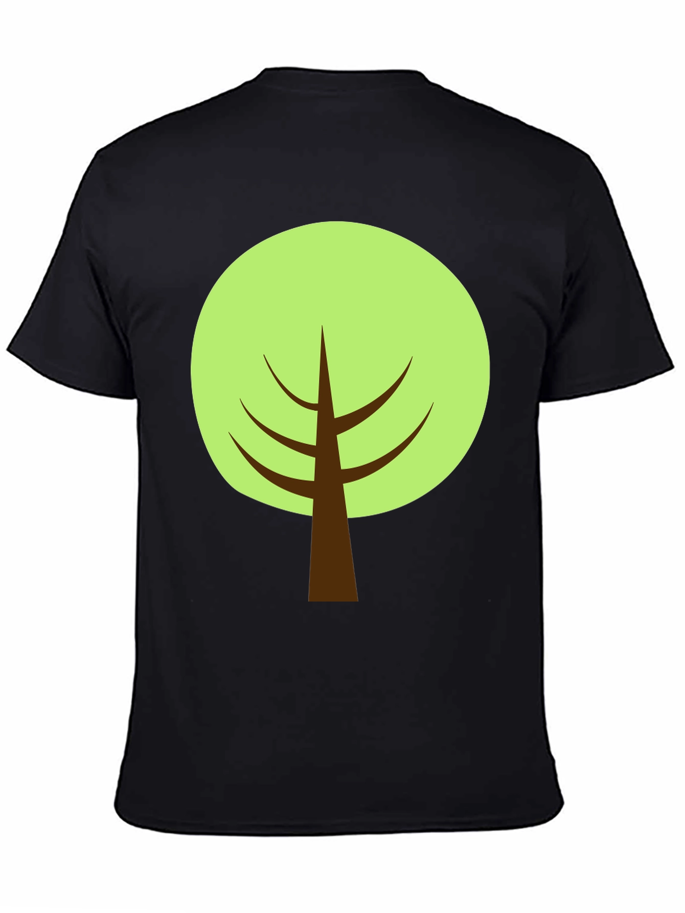 Cartoon Tree Graphic Tee - Black Cotton Blend Shirt