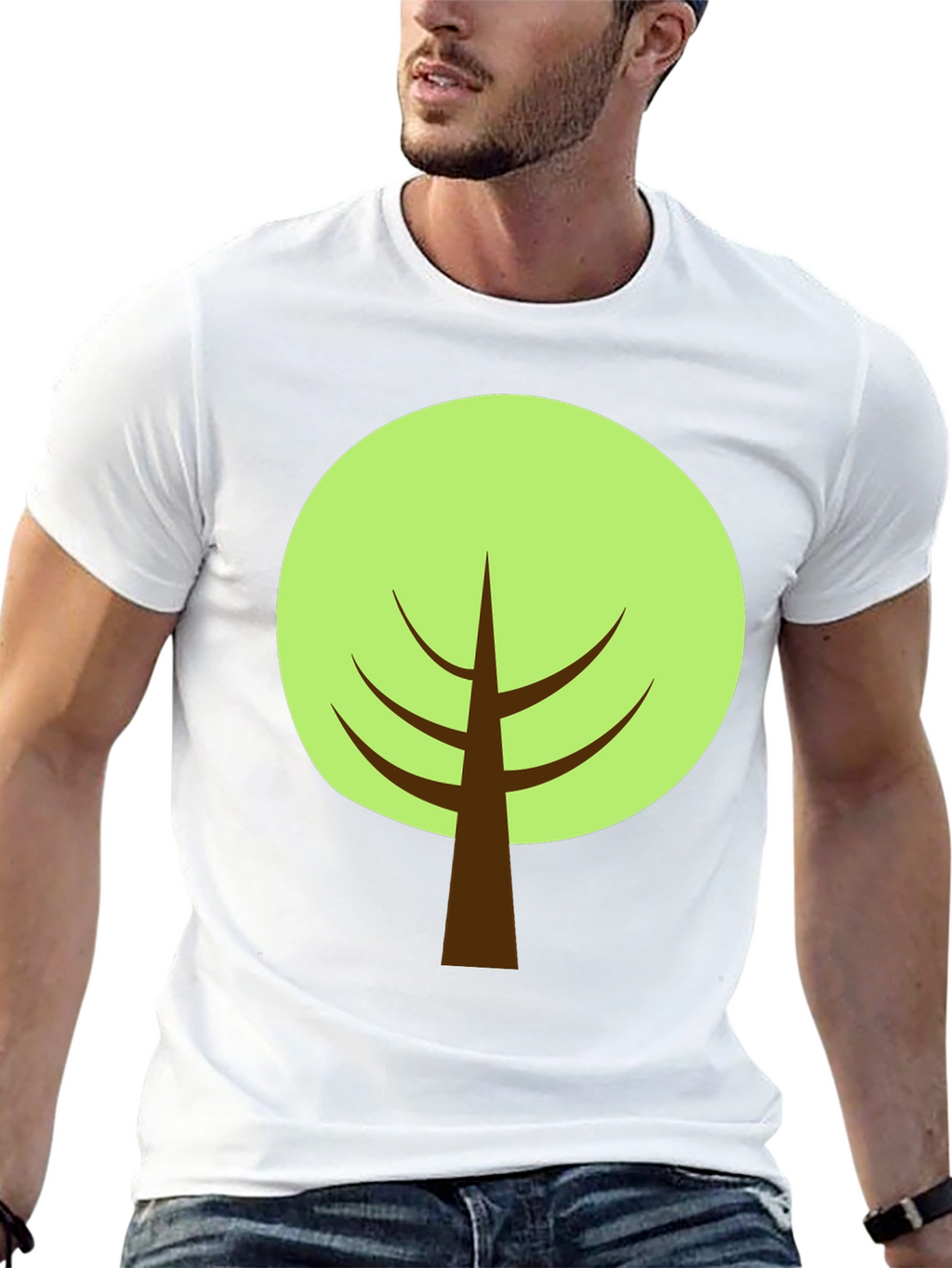 Cartoon Tree Graphic Tee - Black Cotton Blend Shirt