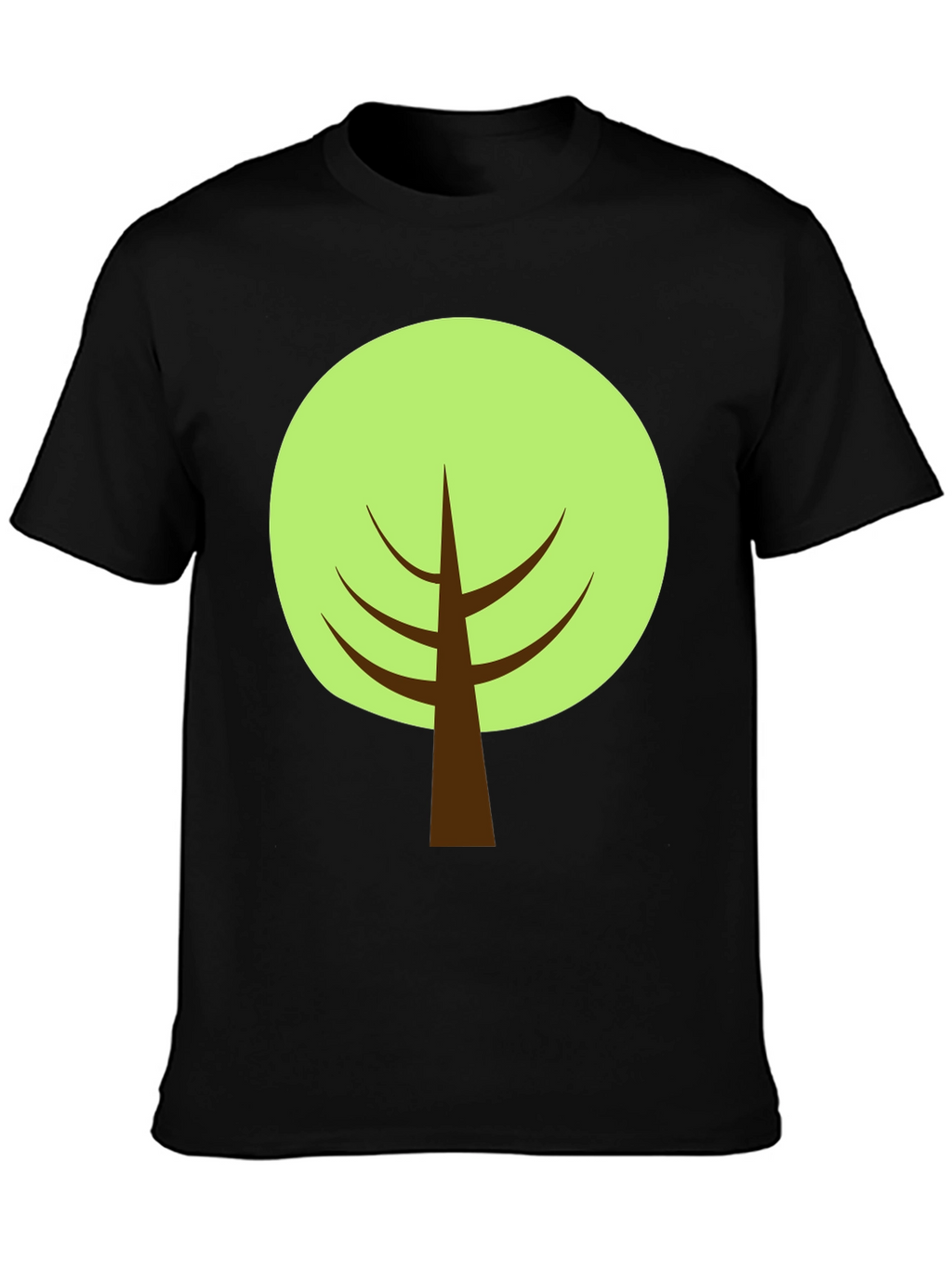 Cartoon Tree Graphic Tee - Black Cotton Blend Shirt