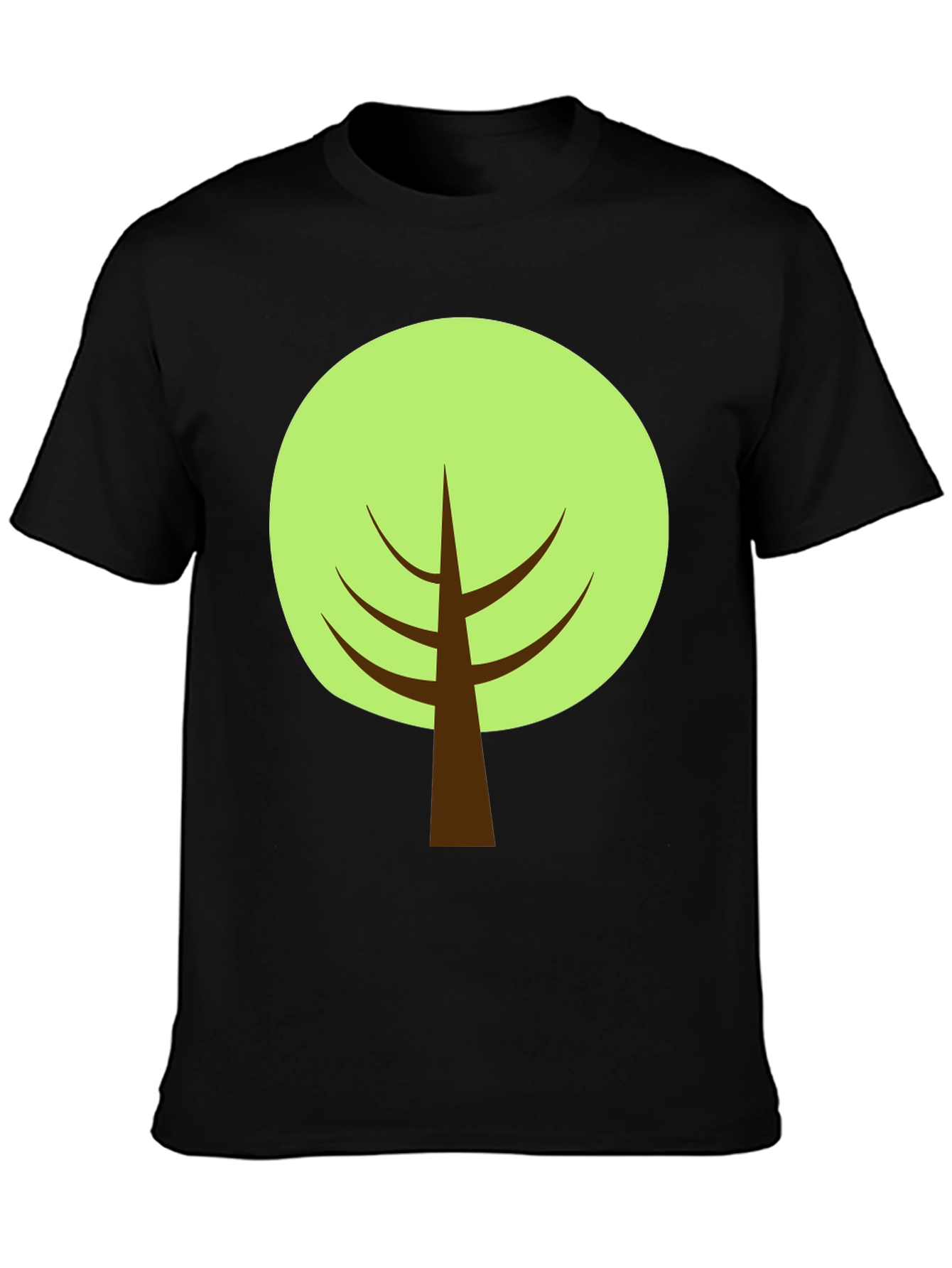 Cartoon Tree Graphic Tee - Black Cotton Blend Shirt