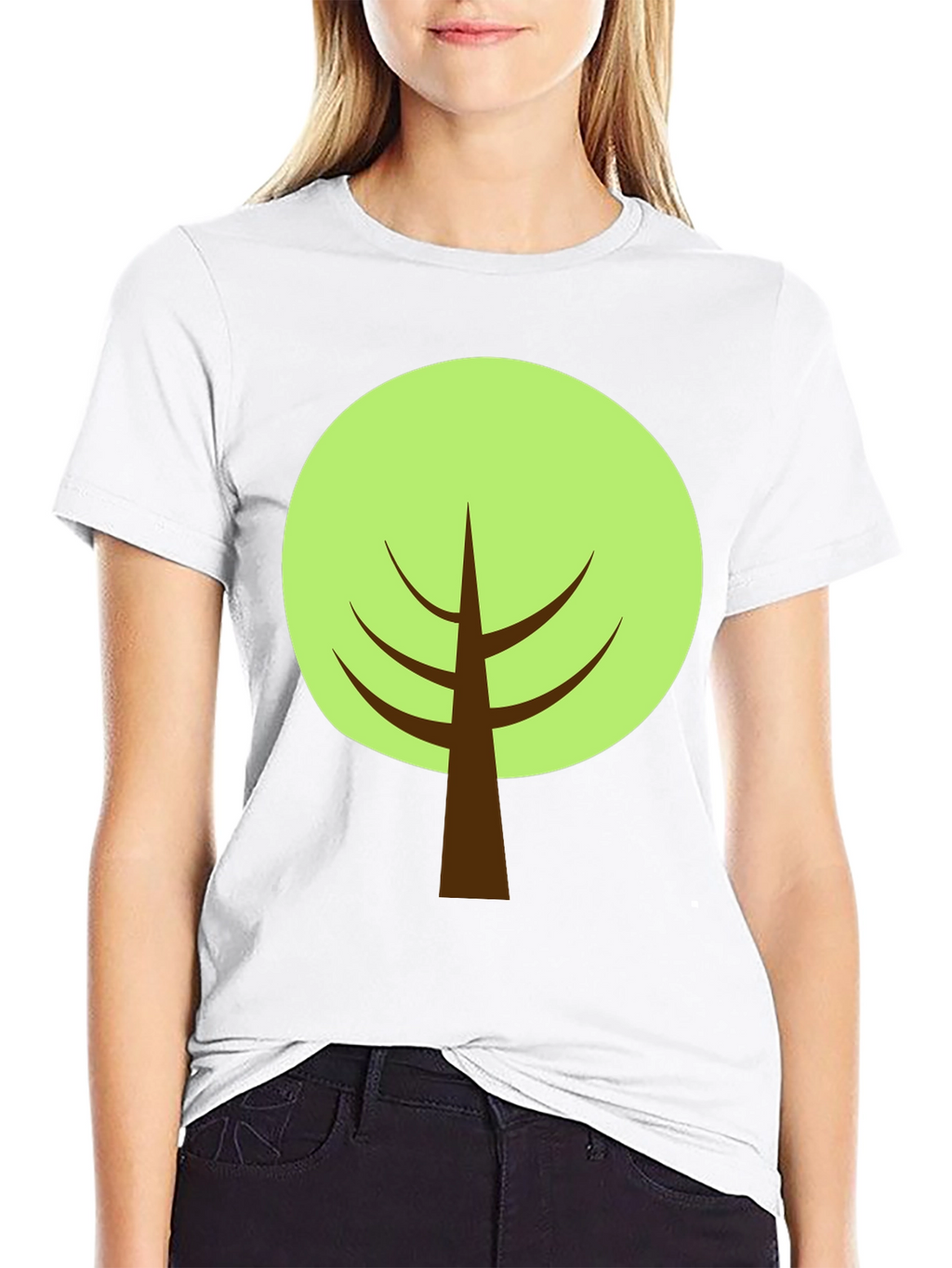 Cartoon Tree Graphic Tee - Black Cotton Blend Shirt