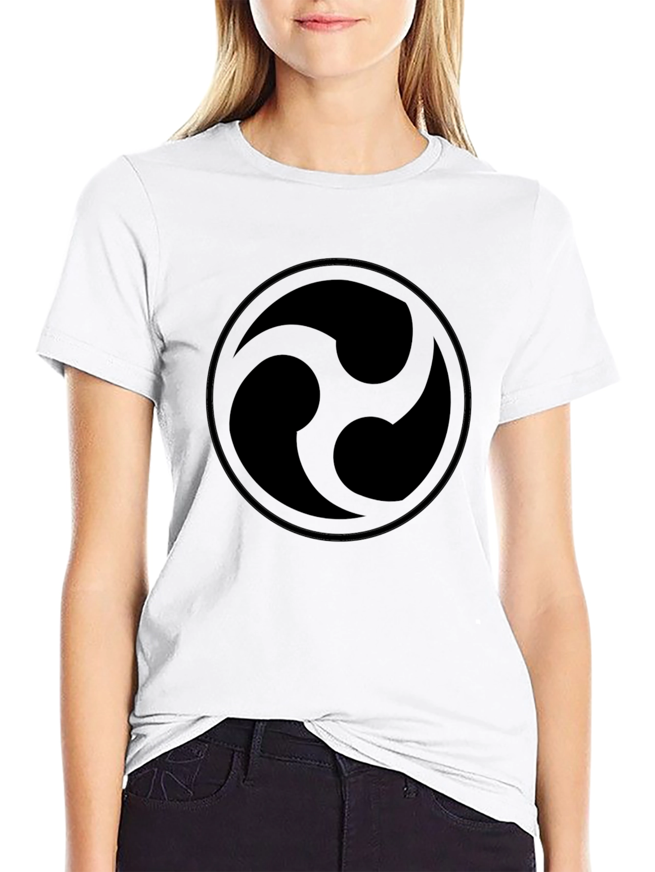 Black T-Shirt with Circular Abstract Design