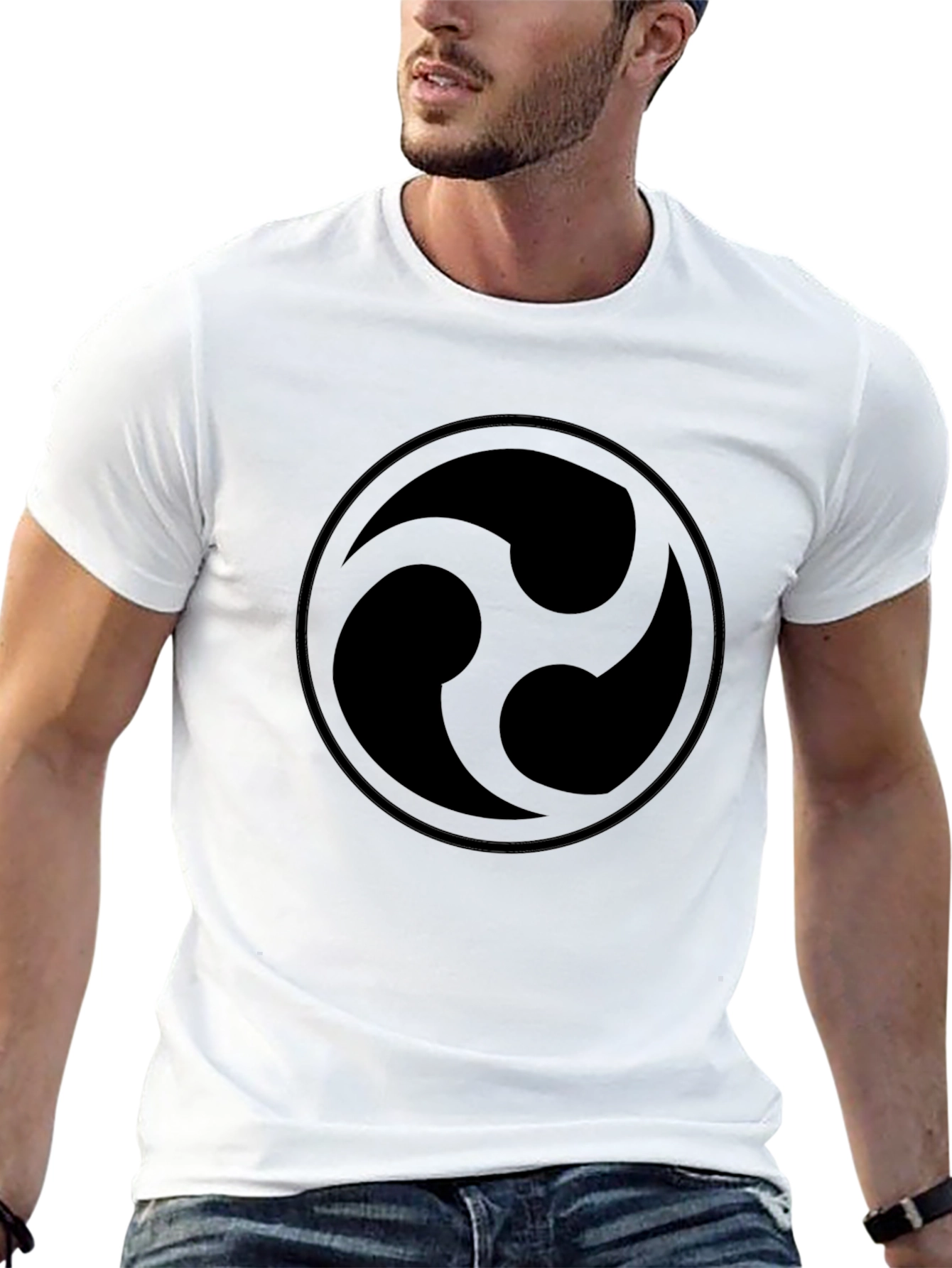 Black T-Shirt with Circular Abstract Design