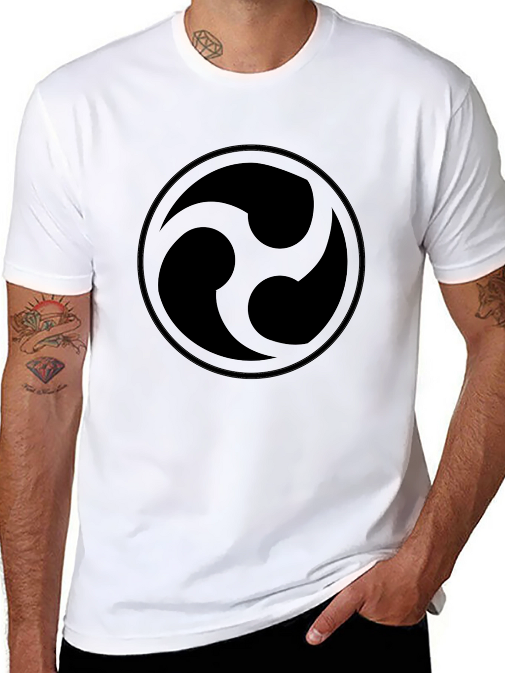 Black T-Shirt with Circular Abstract Design