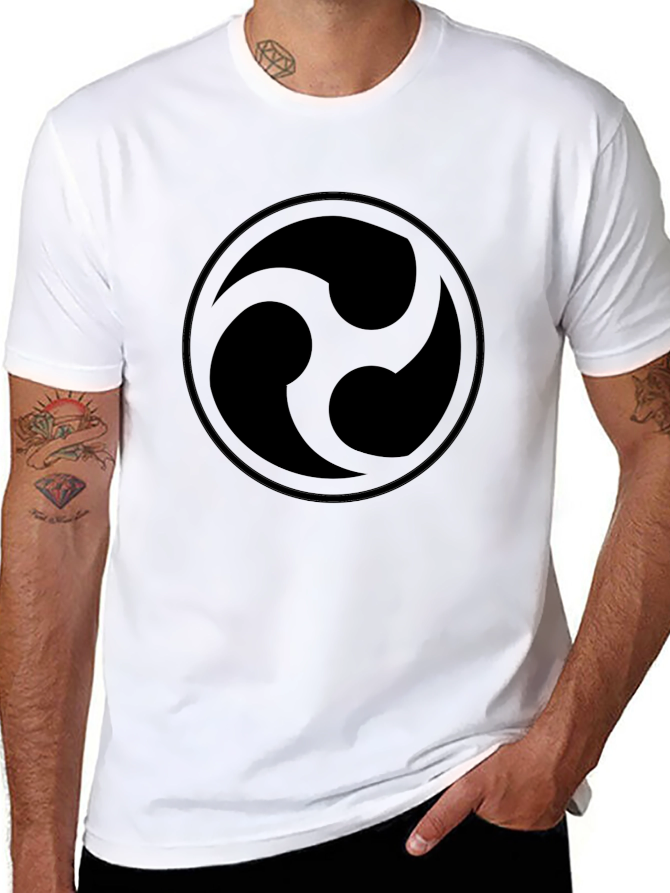 Black T-Shirt with Circular Abstract Design