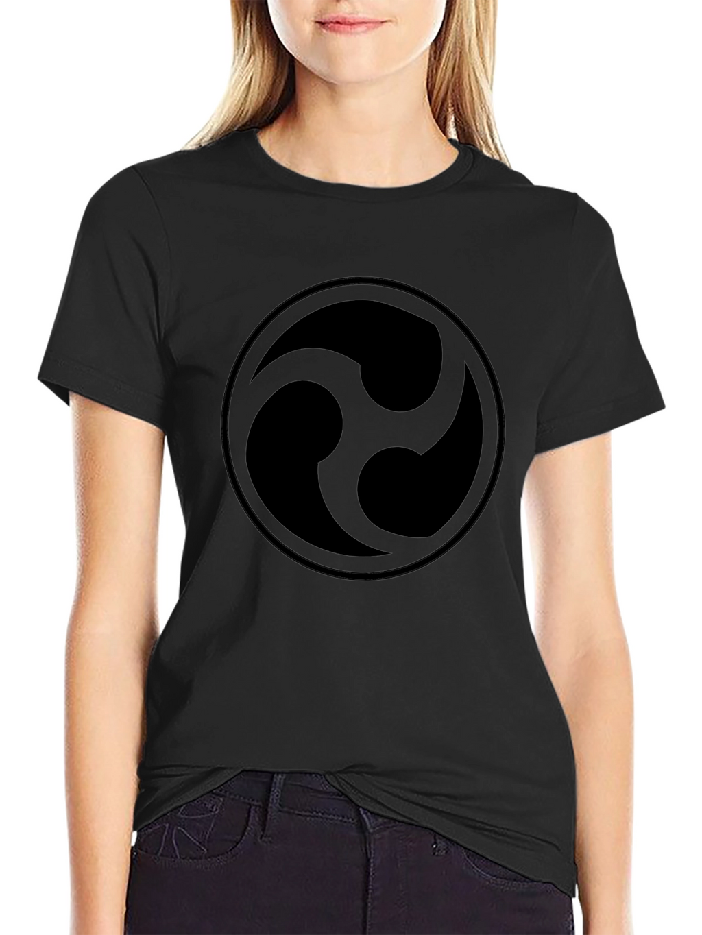 Black T-Shirt with Circular Abstract Design