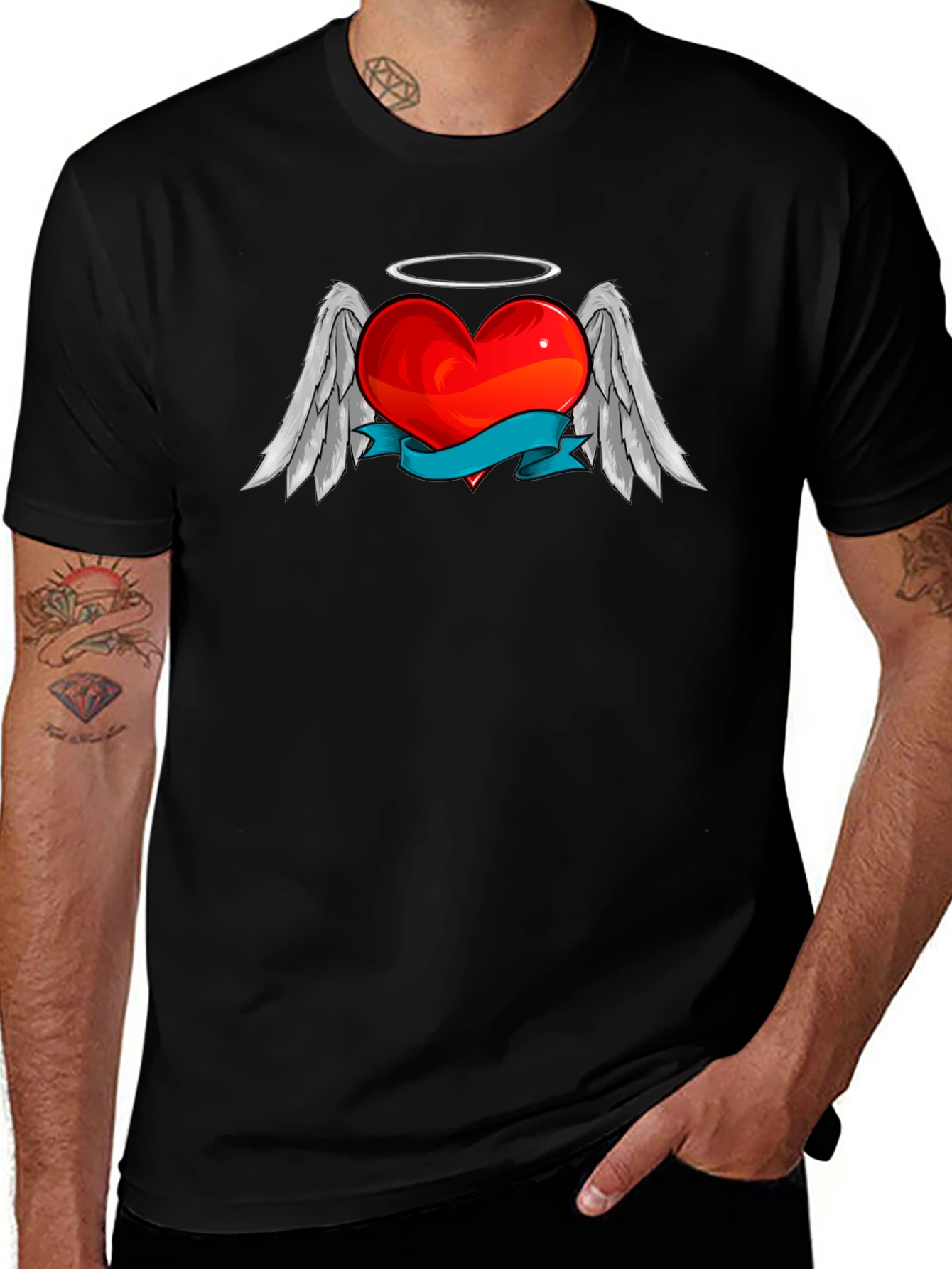 Angel Heart Graphic T-Shirt - Stylish Black Tee