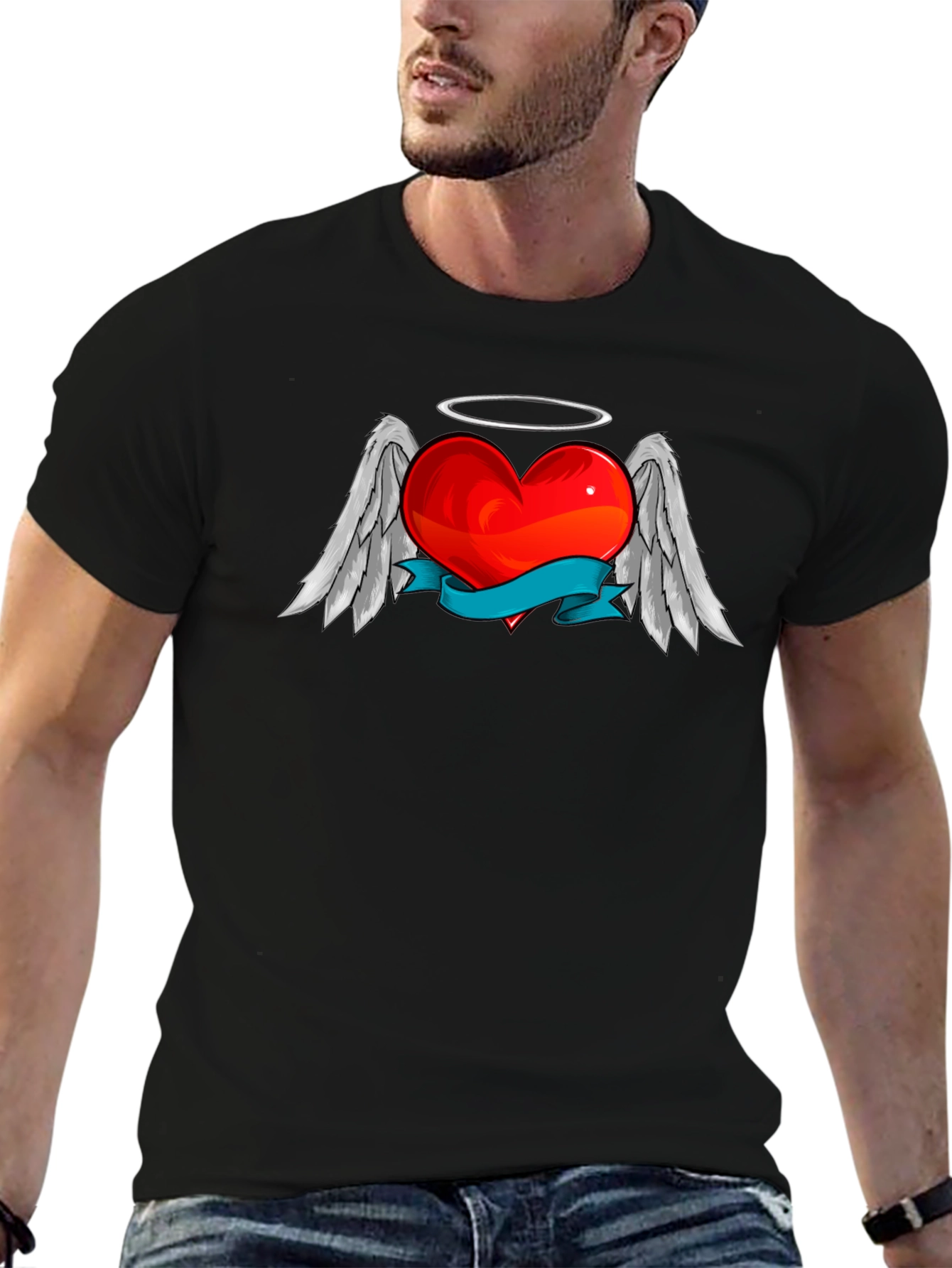 Angel Heart Graphic T-Shirt - Stylish Black Tee