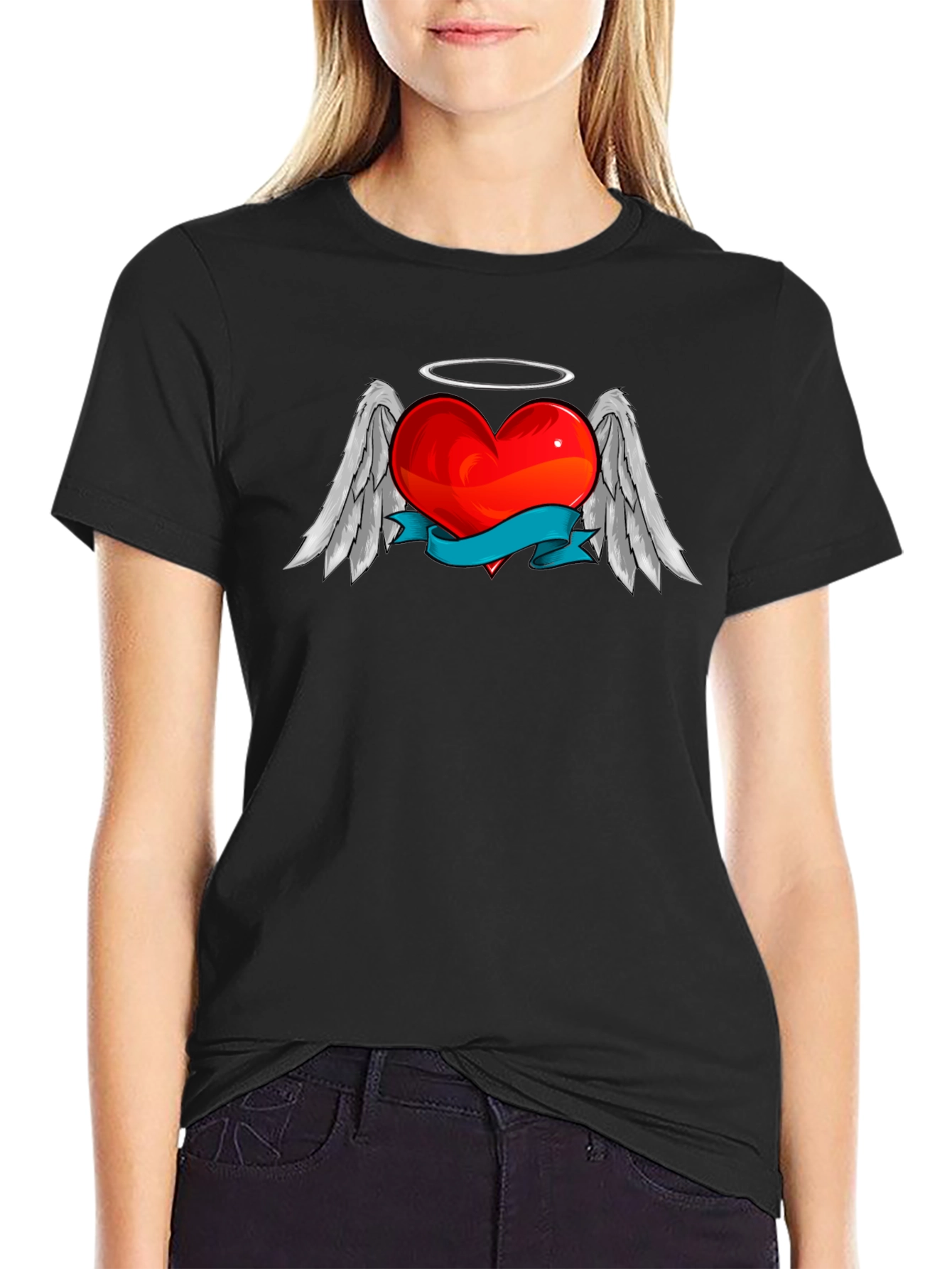 Angel Heart Graphic T-Shirt - Stylish Black Tee