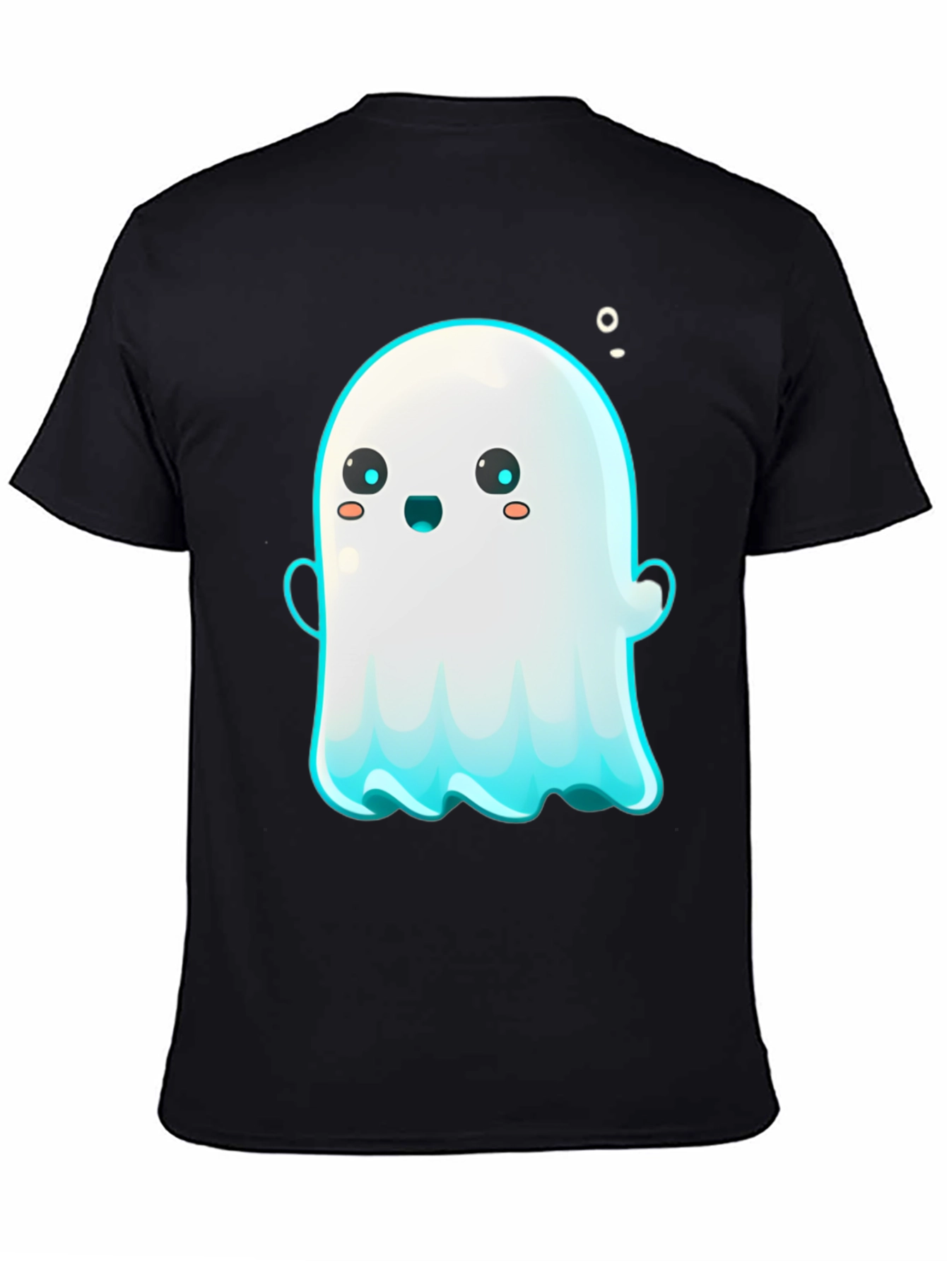 Cute Ghost Graphic Tee - Black Short Sleeve Shirt