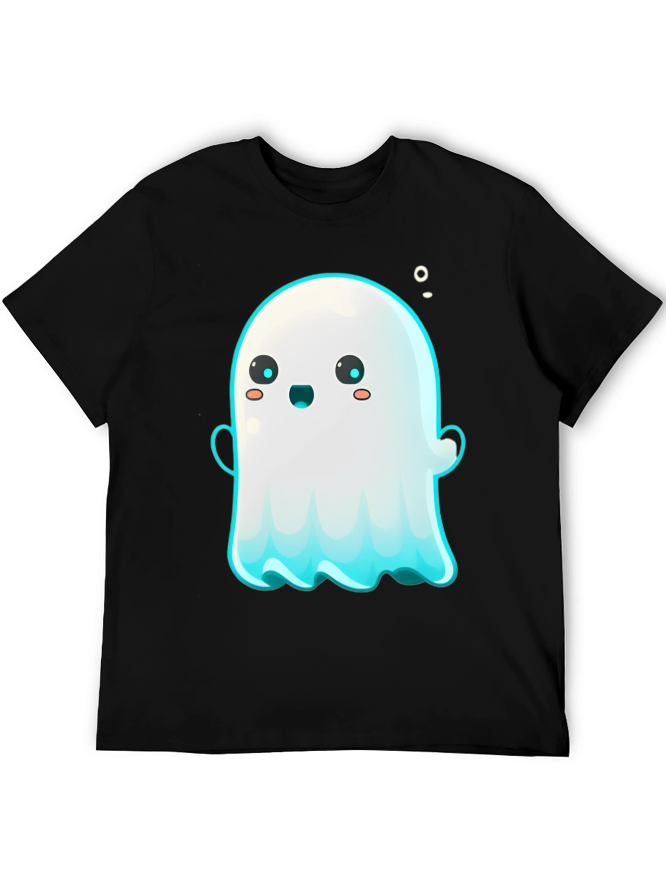 Cute Ghost Graphic Tee - Black Short Sleeve Shirt