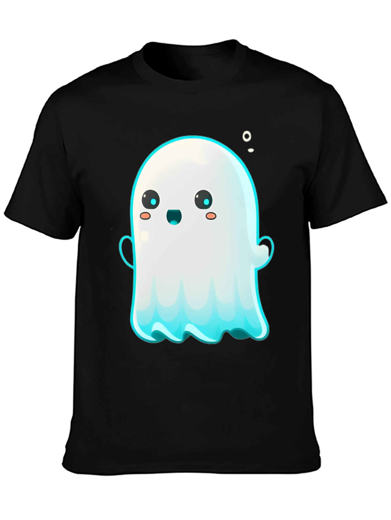 Cute Ghost Graphic Tee - Black Short Sleeve Shirt