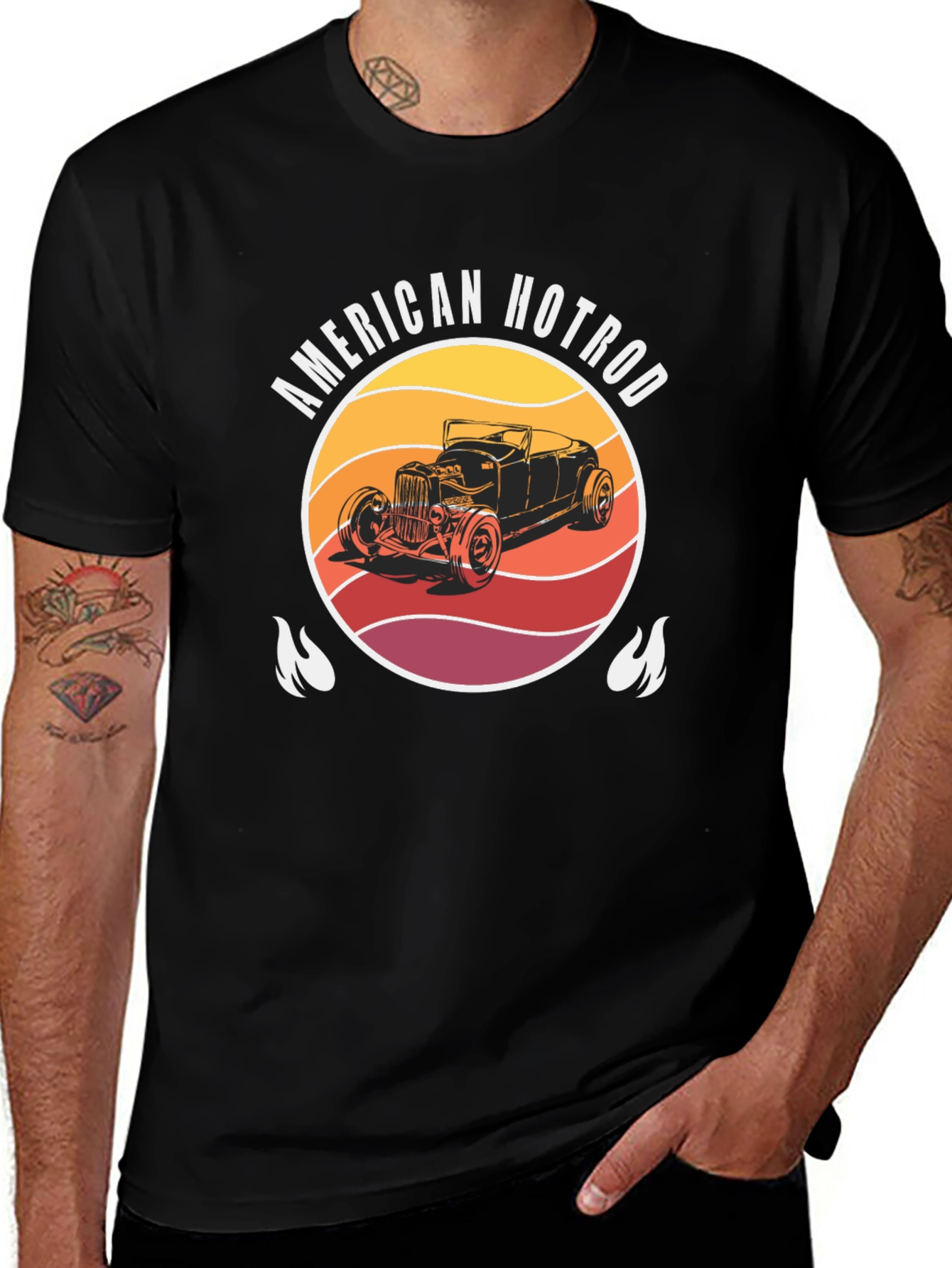 American Hotrod Graphic T-Shirt - Vintage Car Design